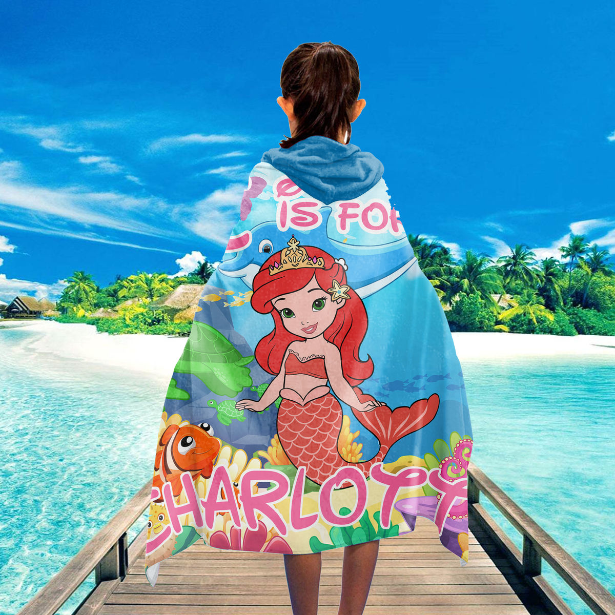 Hooded Towel - Beach Bath Towel with Hood For Kids - Custom Mermaid For Girl - Birthday Gifts for Toddler, Gifts For Kids_3