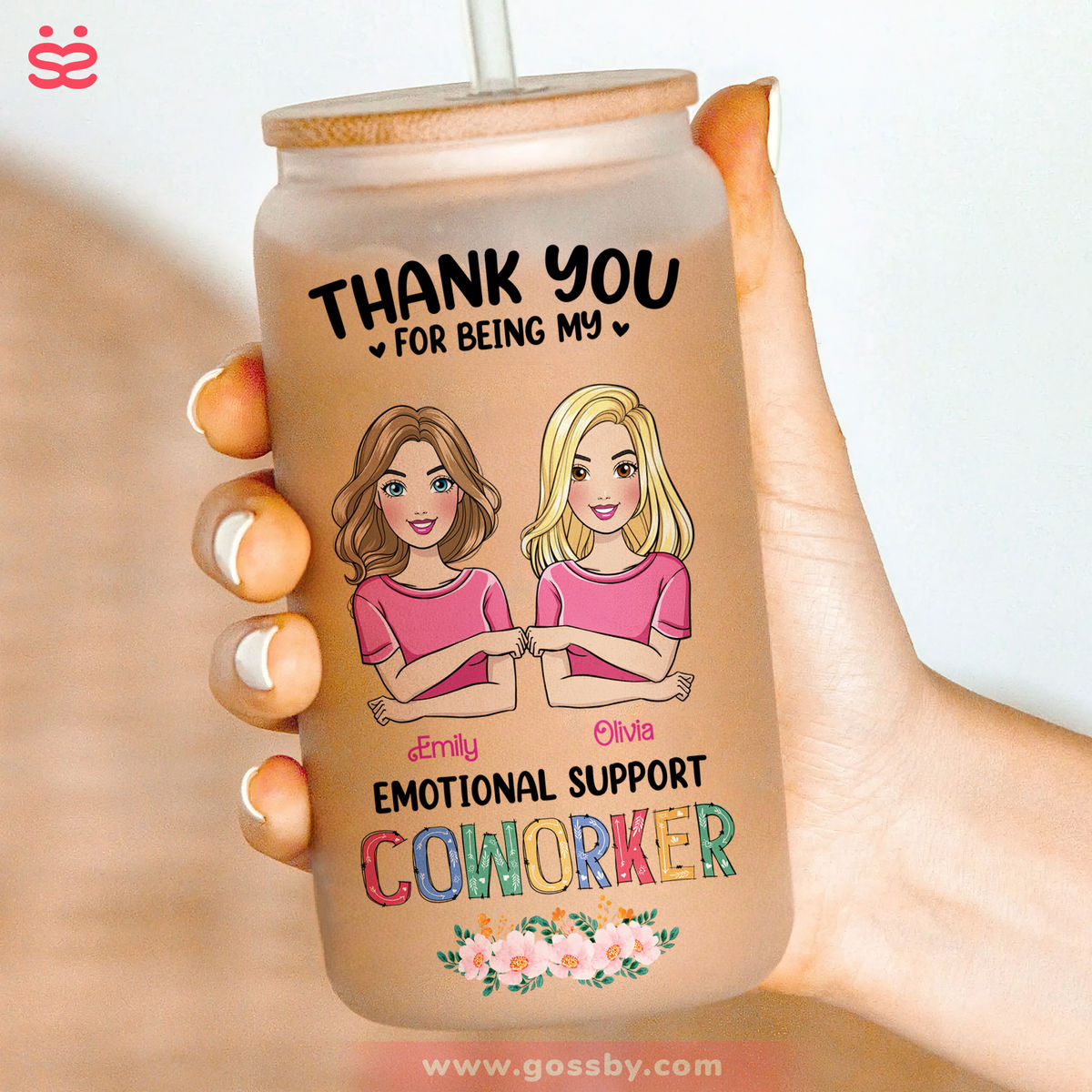 Personalized Iced Coffee Cup - Pink Dolls - Thanks For Being My Emotional Support (D1) - Gift For Best Friends, BFF, Sisters, Coworkers_2