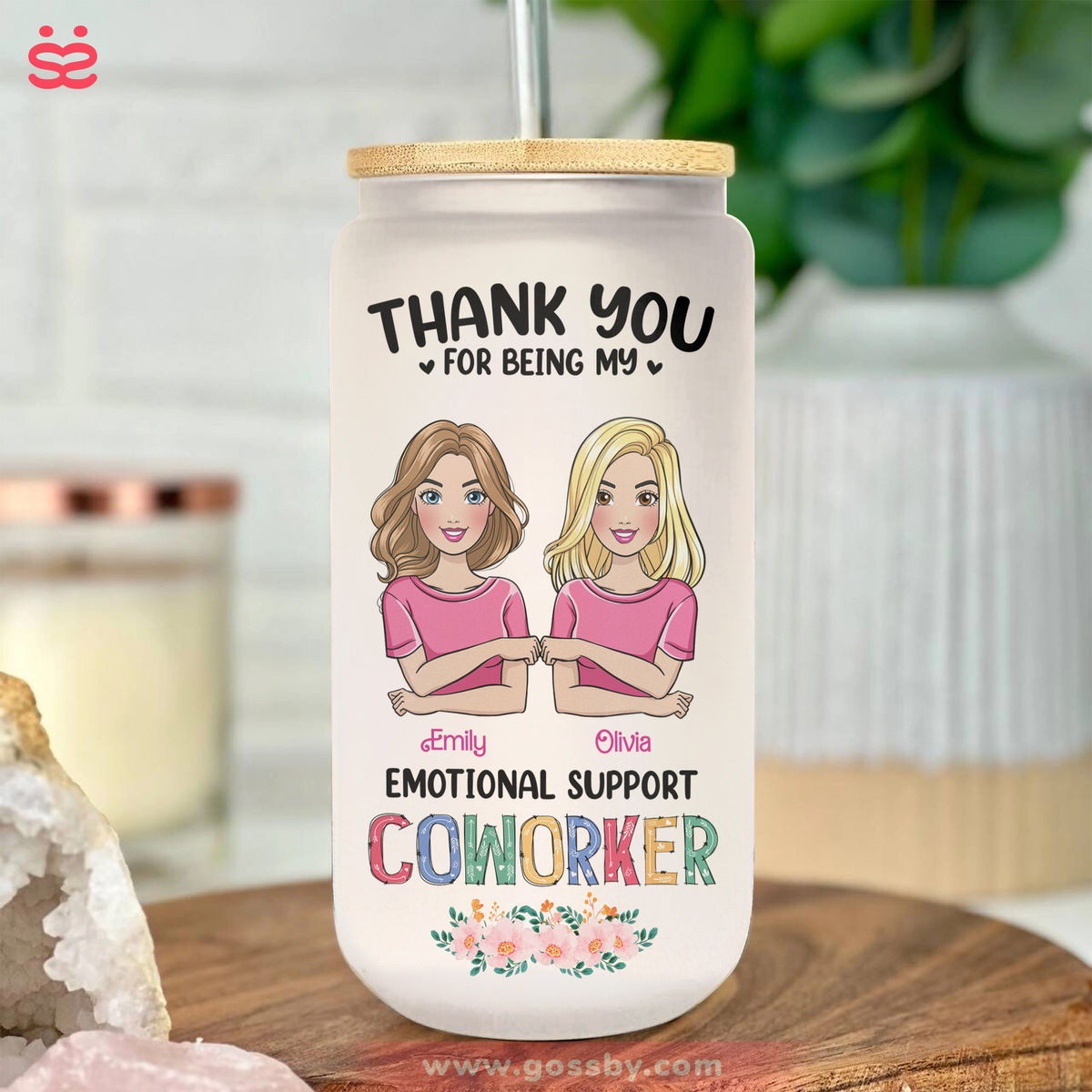 Tumbler - Personalized Iced Coffee Cup - Pink Dolls - Thanks For Being My Emotional Support (D1) - Gift For Best Friends, BFF, Sisters, Coworkers_3