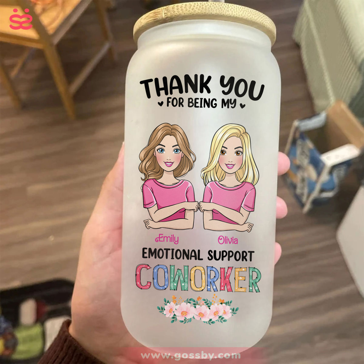 Tumbler - Personalized Iced Coffee Cup - Pink Dolls - Thanks For Being My Emotional Support (D1) - Gift For Best Friends, BFF, Sisters, Coworkers