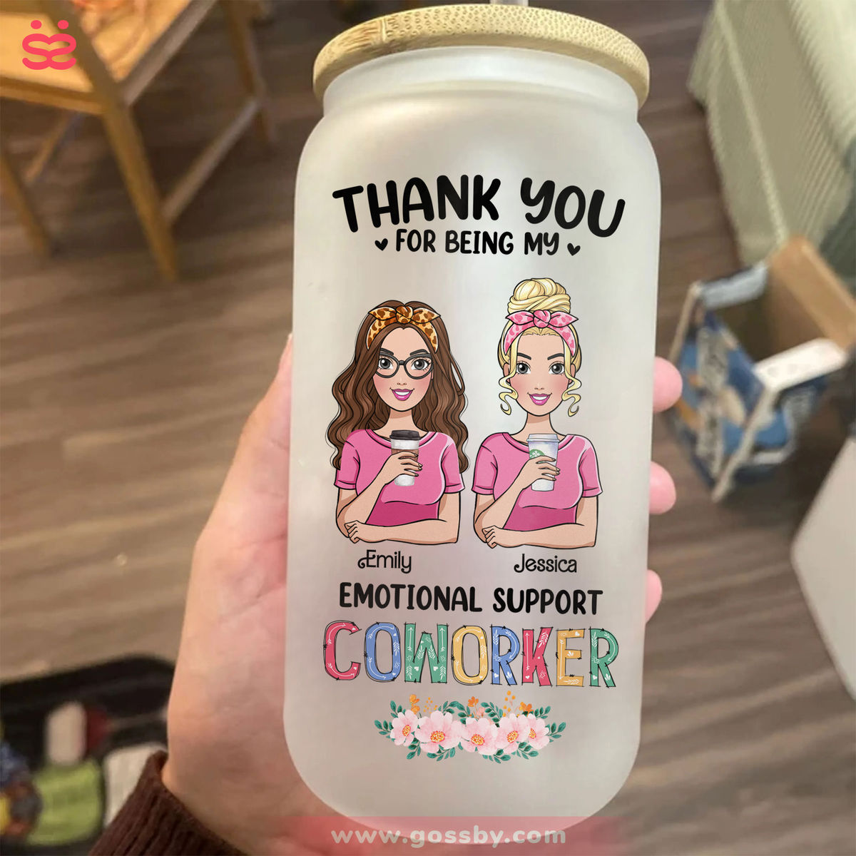 Tumbler - Personalized Iced Coffee Cup - Pink Dolls - Thanks For Being My Emotional Support (K1) - Gift For Best Friends, BFF, Sisters, Coworkers