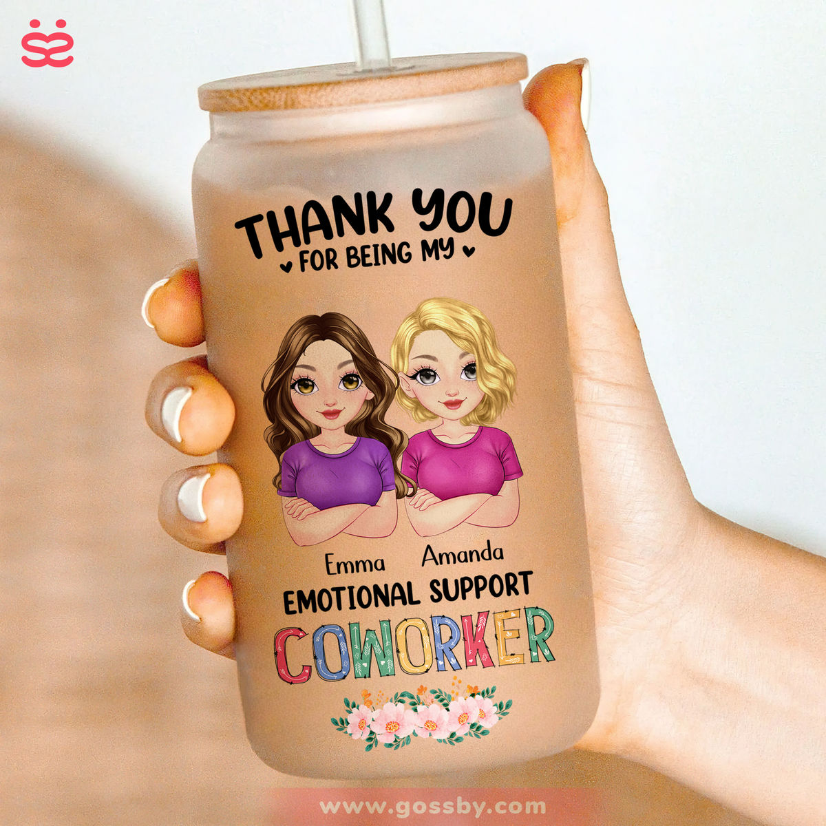 Personalized Iced Coffee Cup - Pink Dolls - Thanks For Being My Emotional Support (C1) - Gift For Best Friends, BFF, Sisters, Coworkers - Personalized Tumbler_2