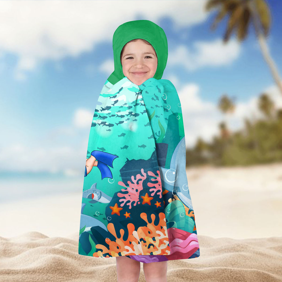 Hooded Towel - Beach Bath Towel with Hood For Kids - Custom Diver For Boy - Birthday Gifts for Toddler, Gifts For Kids_4