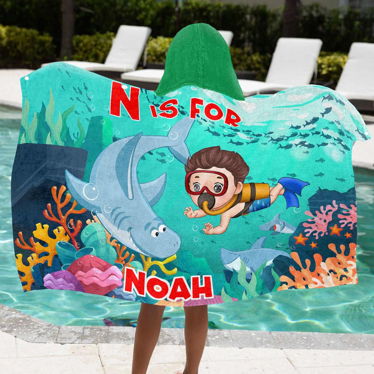 Hooded Towel - Beach Bath Towel with Hood For Kids - Custom Diver For Boy - Birthday Gifts for Toddler, Gifts For Kids_7