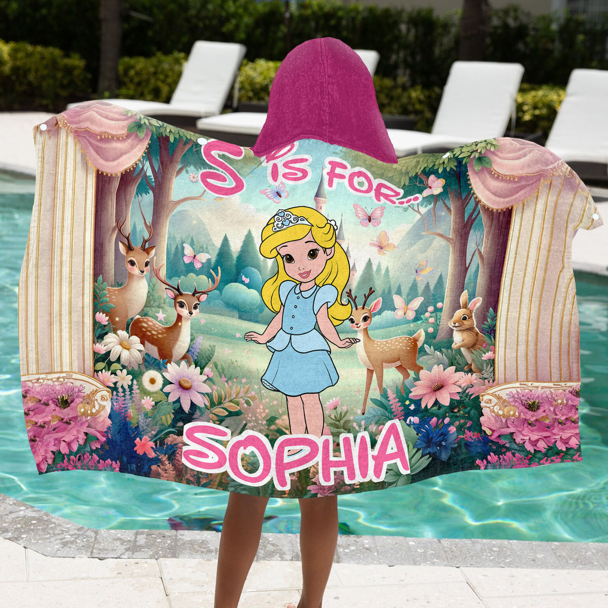 Hooded Towel - Princess Beach Bath Towel with Hood For Kids - Custom Princess For Girl - Birthday Gifts for Toddler, Gifts For Kids - Personalized Towel