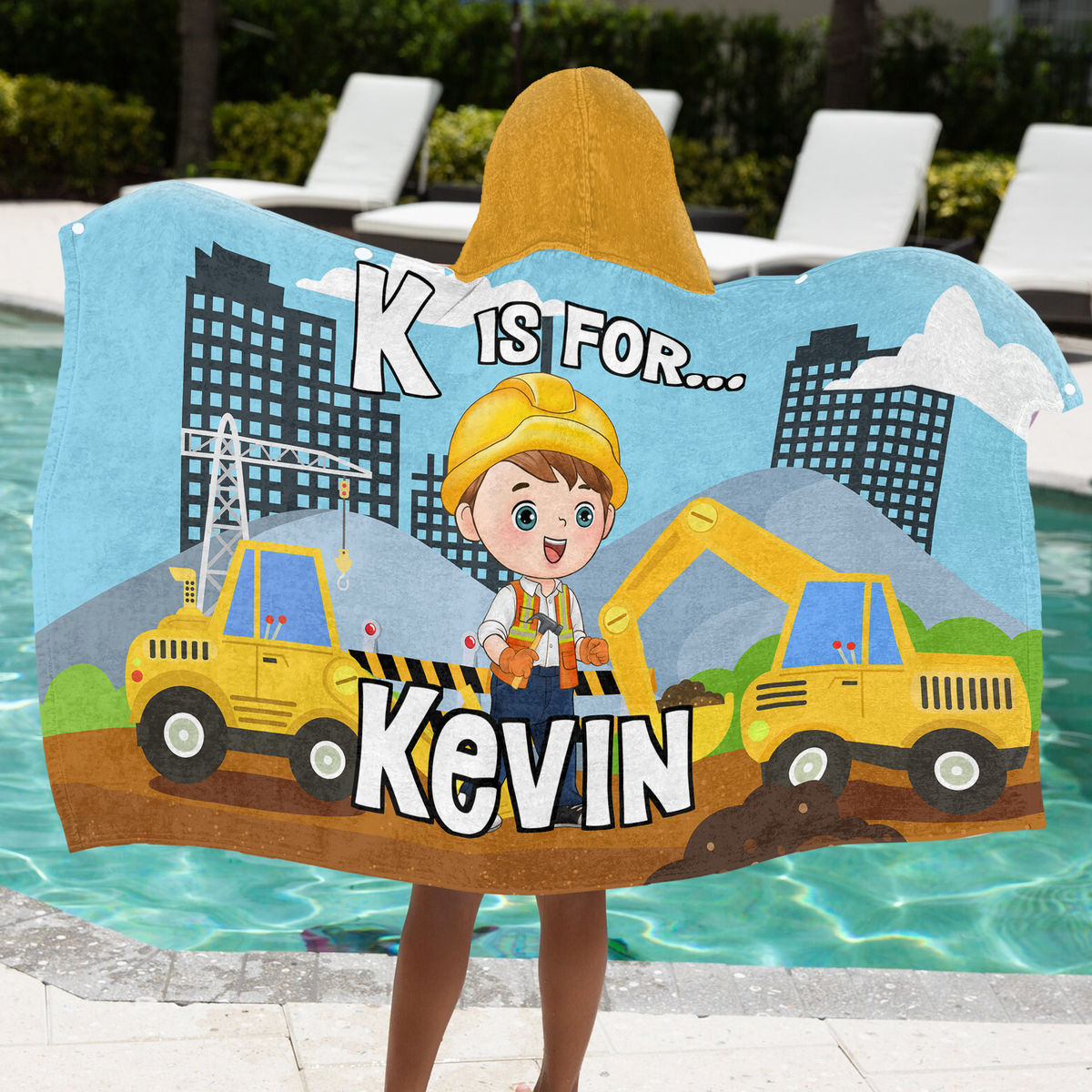 Hooded Towel - Beach Bath Towel with Hood For Kids - Custom Engineer For Boy - Birthday Gifts for Toddler, Gifts For Kids - Personalized Towel_5