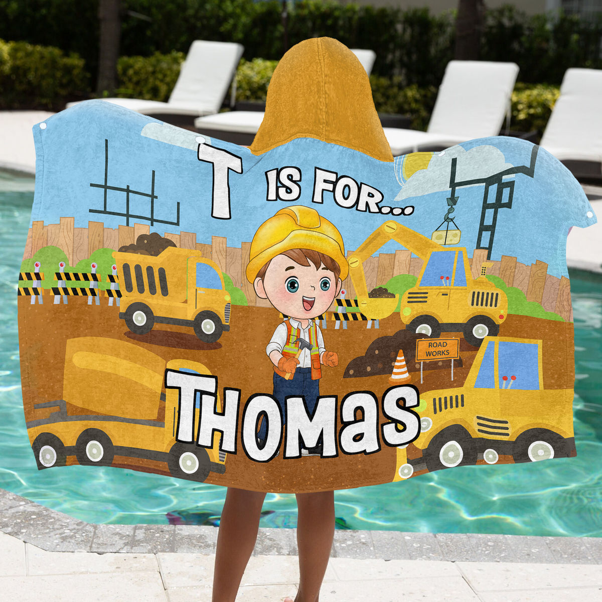 Beach Bath Towel with Hood For Kids - Custom Engineer For Boy - Birthday Gifts for Toddler, Gifts For Kids