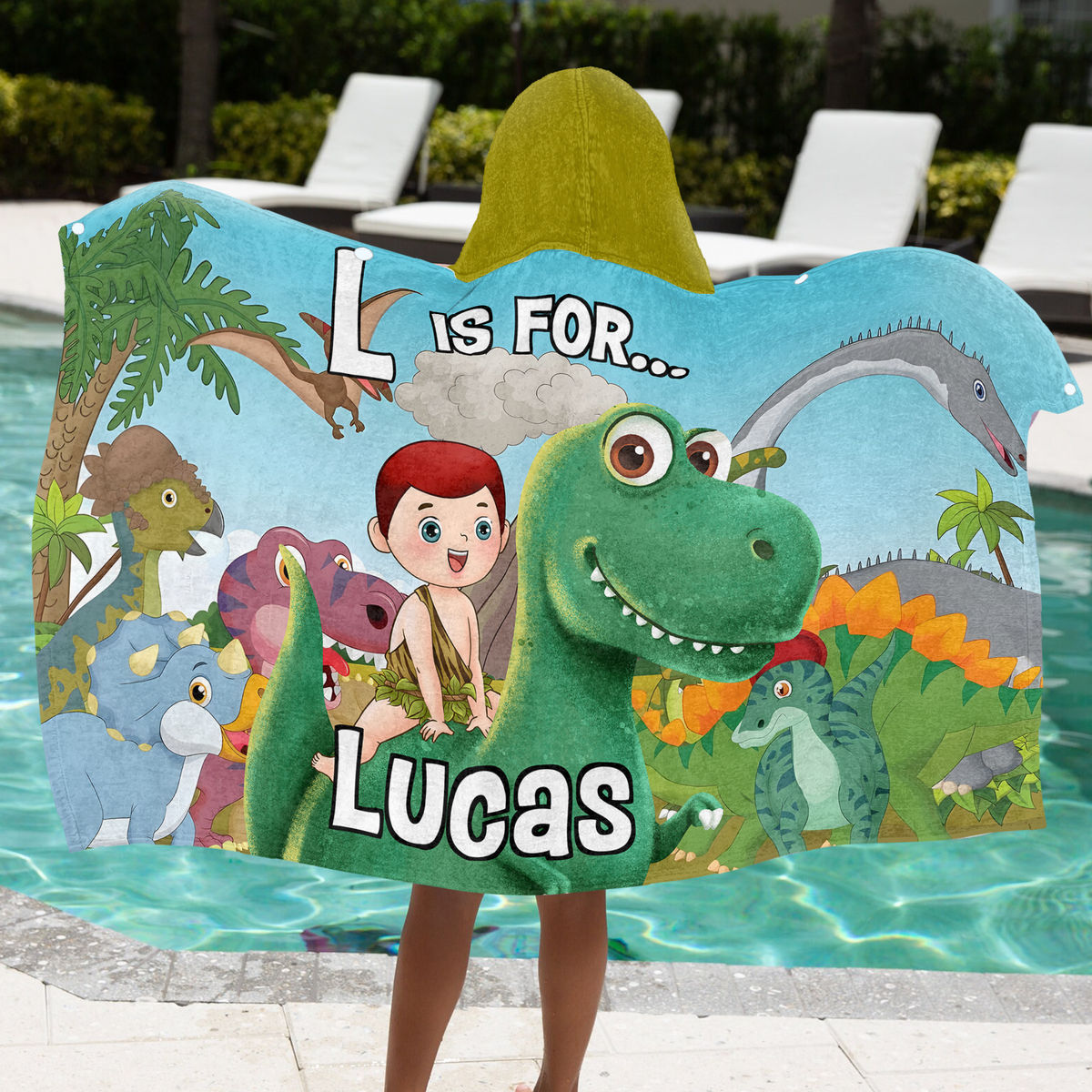 Hooded Towel - Dinosaur Bath Beach Towel with Hood For Kids - Custom Dinosaur For Boy - Birthday Gifts for Toddler, Gifts For Kids - Personalized Towel_5