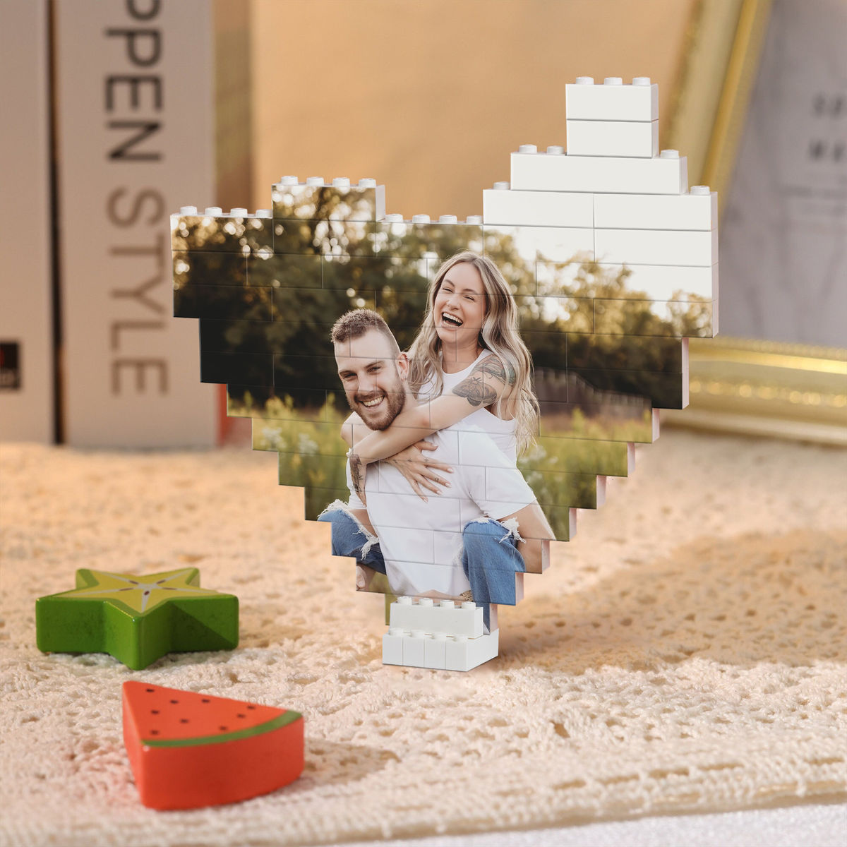 Photo Gift - Gifts For Wedding Couple, Mom, Dad - Personalized Photo Heart Shape Block Puzzles_3