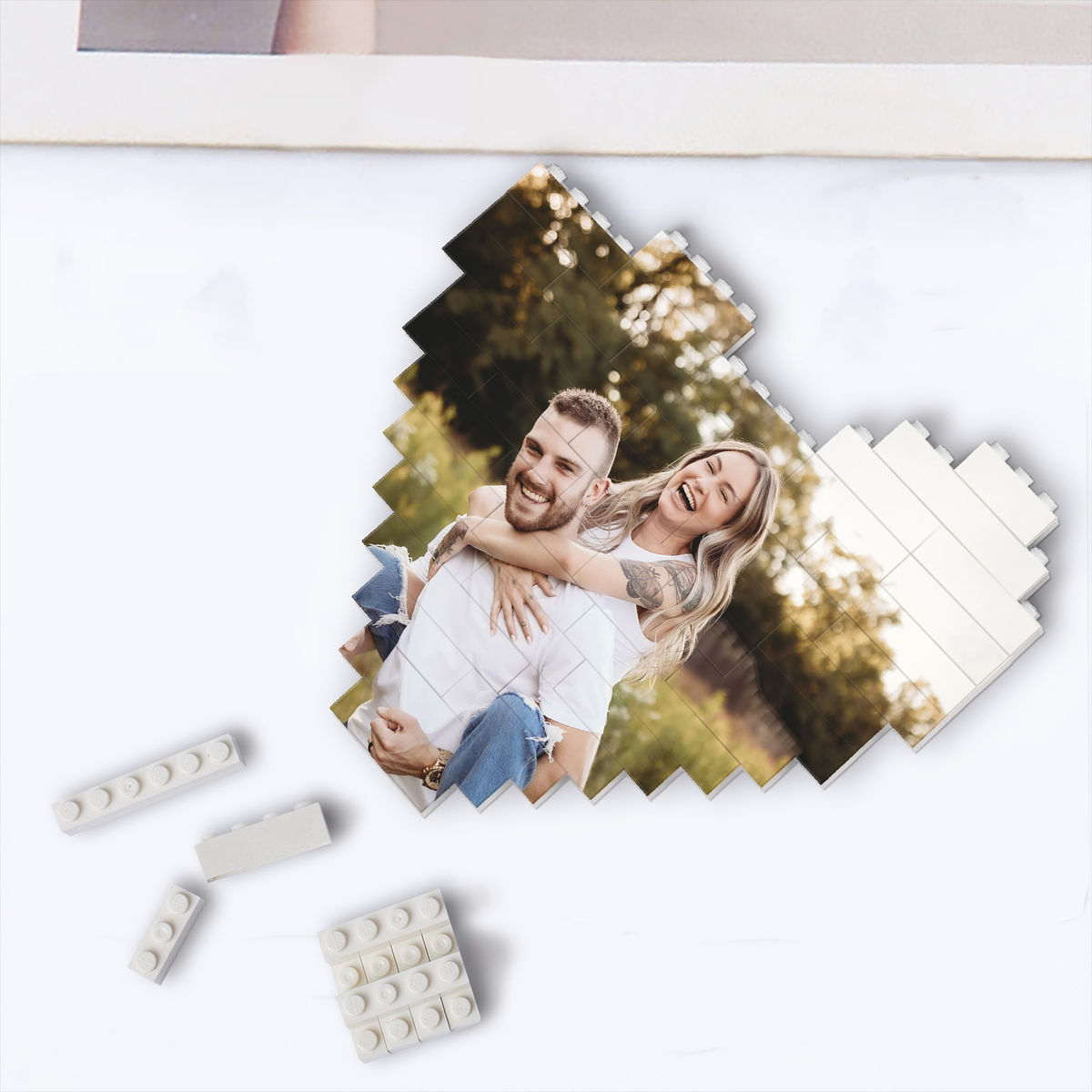 Photo Gift - Gifts For Wedding Couple, Mom, Dad - Personalized Photo Heart Shape Block Puzzles_4