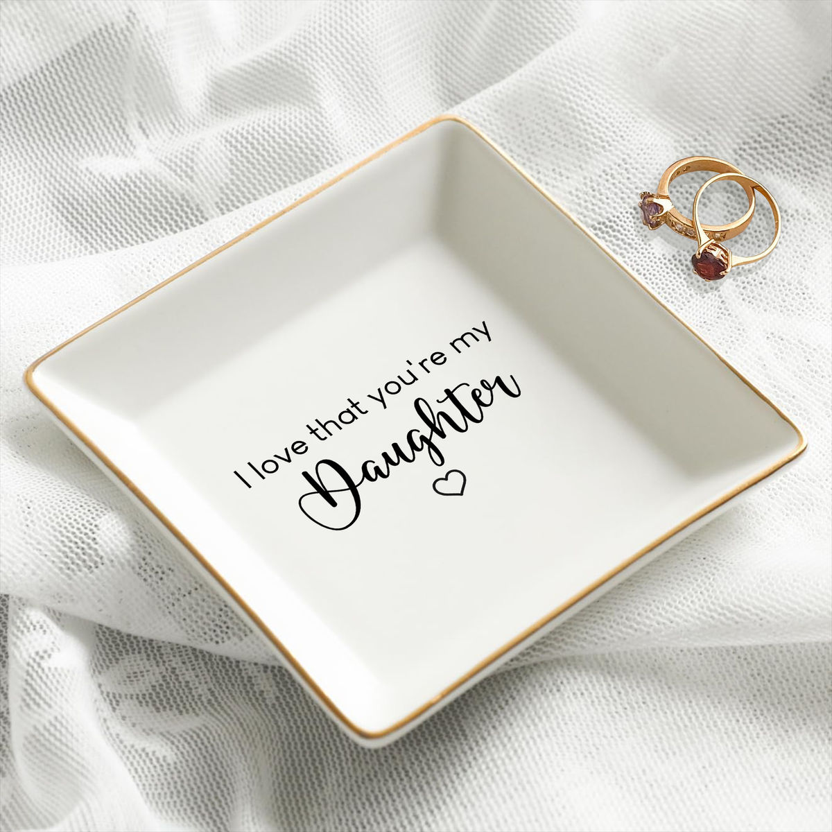 Jewelry Tray - Gift for Women, Gift For Daughters, Graduation, Birthday Gifts For Daughters, Wedding Gifts - I love that you're my Daughter - Personalized Jewelry Tray_1