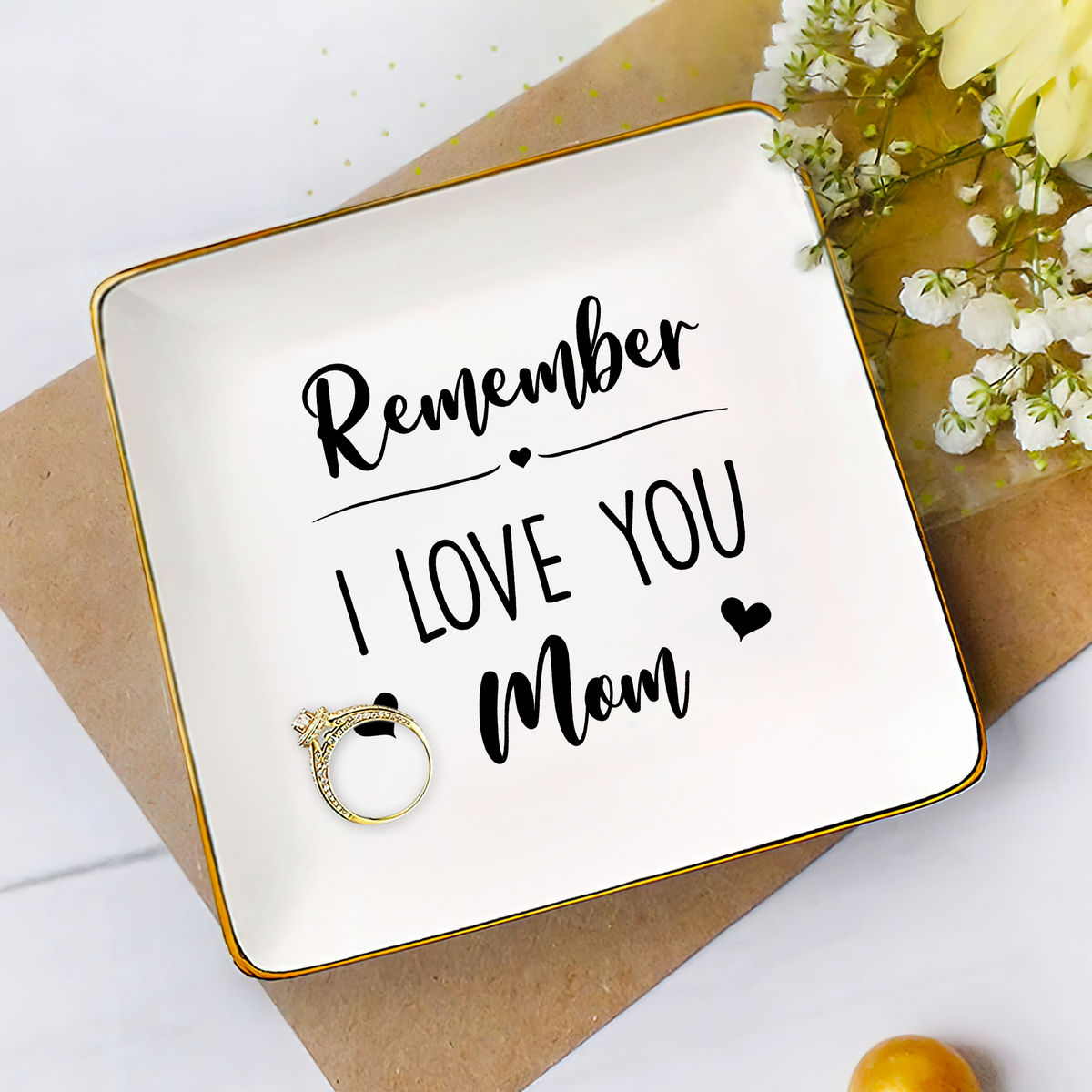 Jewelry Tray - Gift for Mom, Mother's Day Gift for Mom, Birthday Gifts For Mom - Remember I love you Mom - Personalized Jewelry Tray