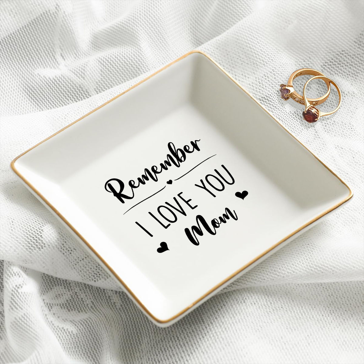 Jewelry Tray - Gift for Mom, Mother's Day Gift for Mom, Birthday Gifts For Mom - Remember I love you Mom - Personalized Jewelry Tray_1