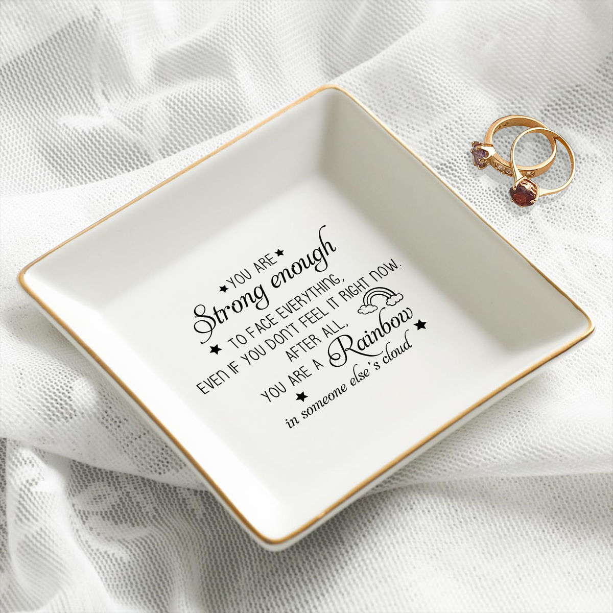 Jewelry Tray - Gift for Her, Sisters, Friends, Mom, Wedding Gifts, Mother's Day Gifts -  You are strong enough to face everything - Personalized Jewelry Tray_1