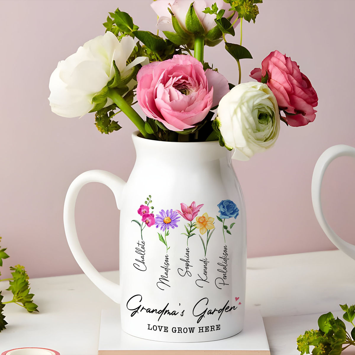 Personalized Vase - Mother's Day Gift - Flower Ceramic Vase - Grandma Garden Love Grow Here_1