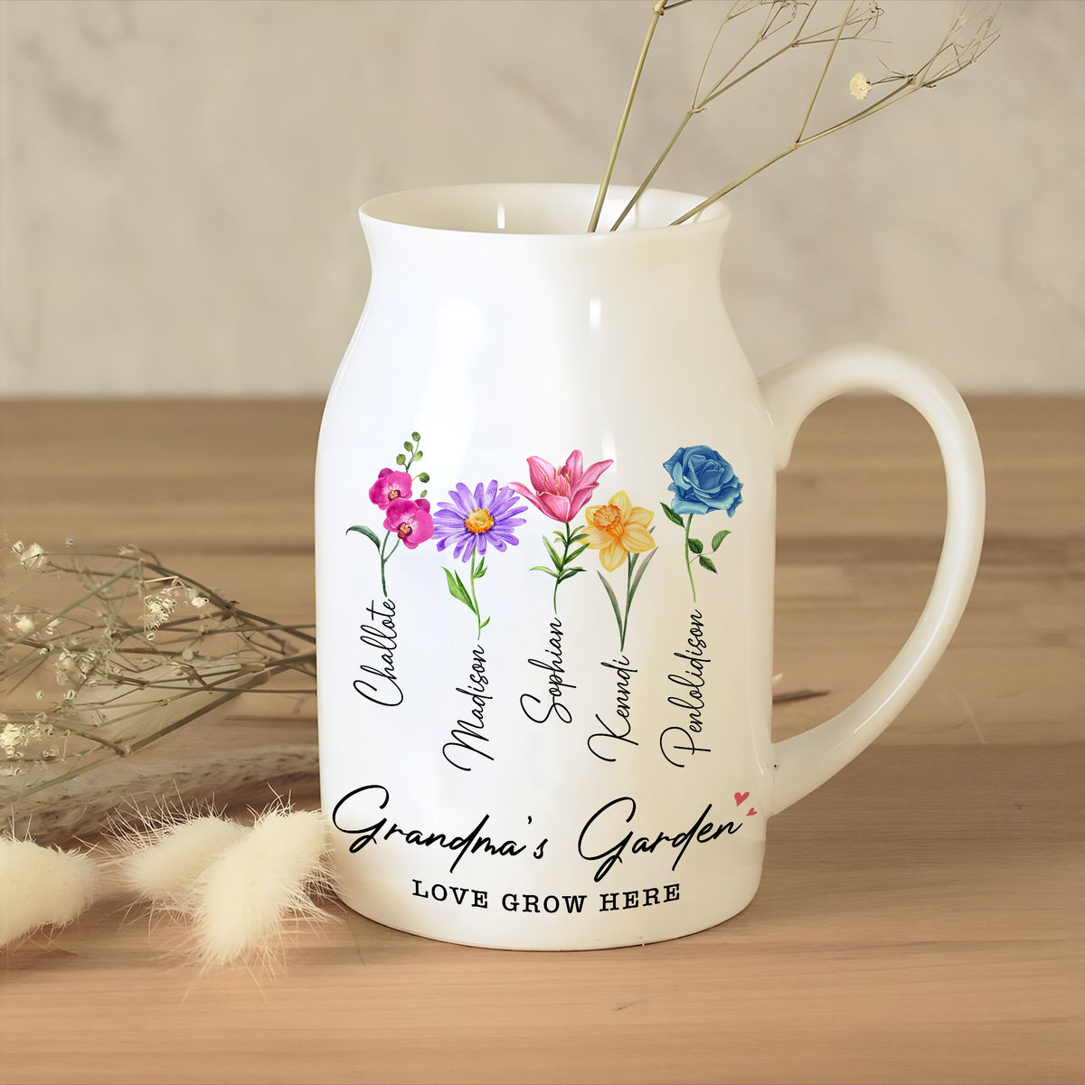 Personalized Vase - Mother's Day Gift - Flower Ceramic Vase - Grandma Garden Love Grow Here_4