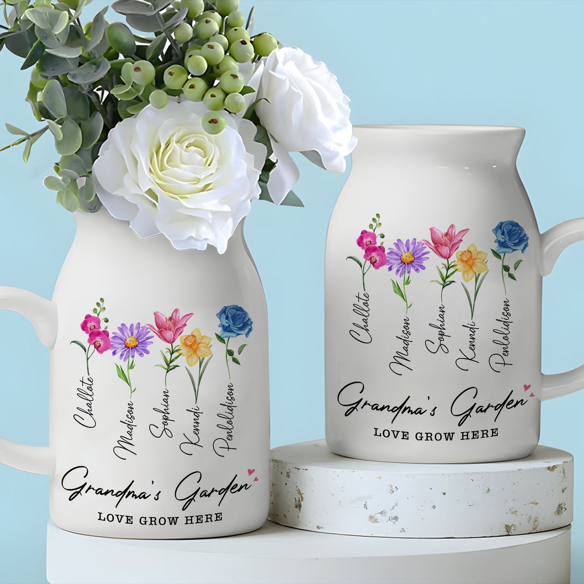 Personalized Vase - Mother's Day Gift - Flower Ceramic Vase - Grandma Garden Love Grow Here_2