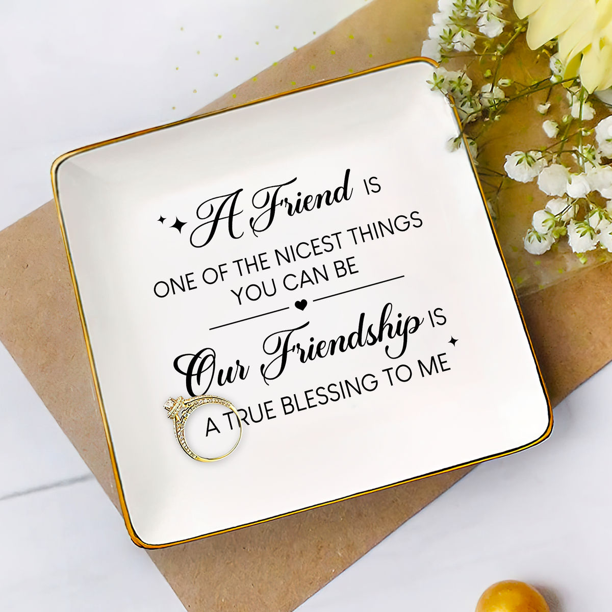 Jewelry Tray - Birthday Gift for Her, Gift for Sister Friend Bestie, Wedding Gifts -   A Friend is one of the nicest things you can be