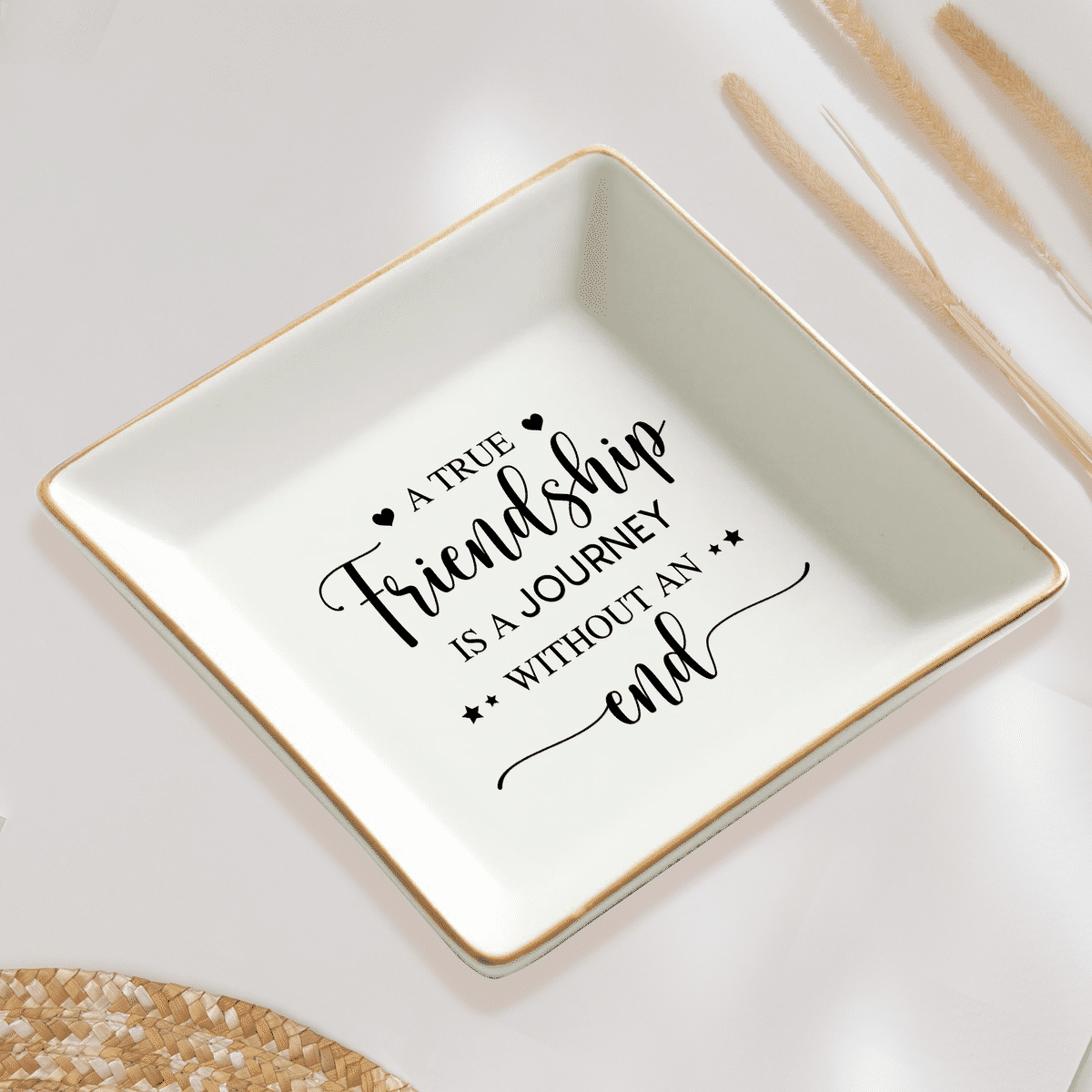 Jewelry Tray - Birthday Gift for Her, Gift for Sister Friend Bestie, Wedding Gifts - A True Friendship Is A Journey Without An End_4