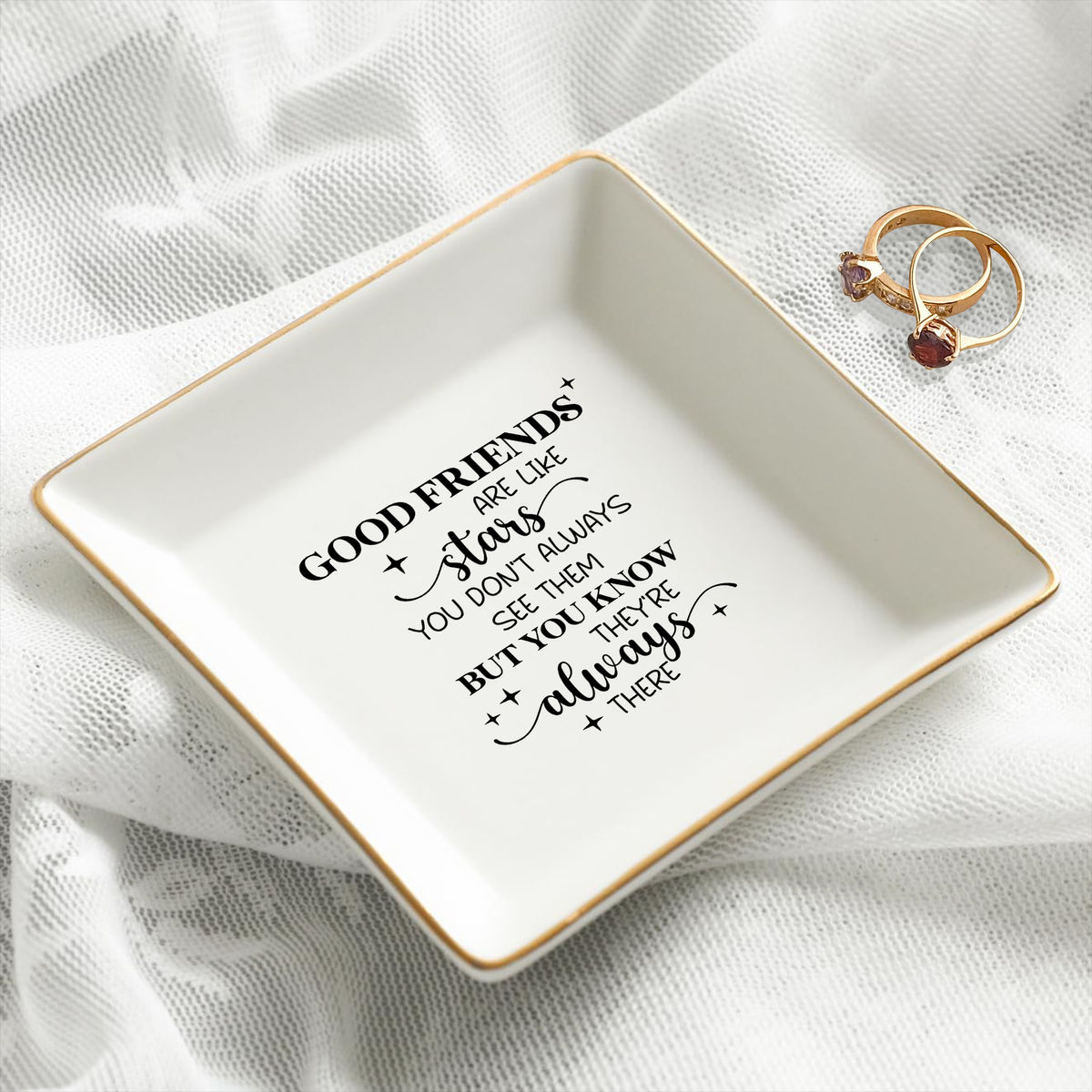 Jewelry Tray - Birthday Gift for Her, Gift for Sister Friend Bestie, Wedding Gifts - Good Friends are like Stars_1