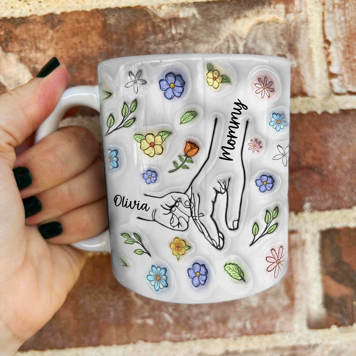 Full Print Personalized Mug - You Hold My Hand, Also My Heart - Mother's Day, Gift For Mom, Grandma - Personalized Mug_5