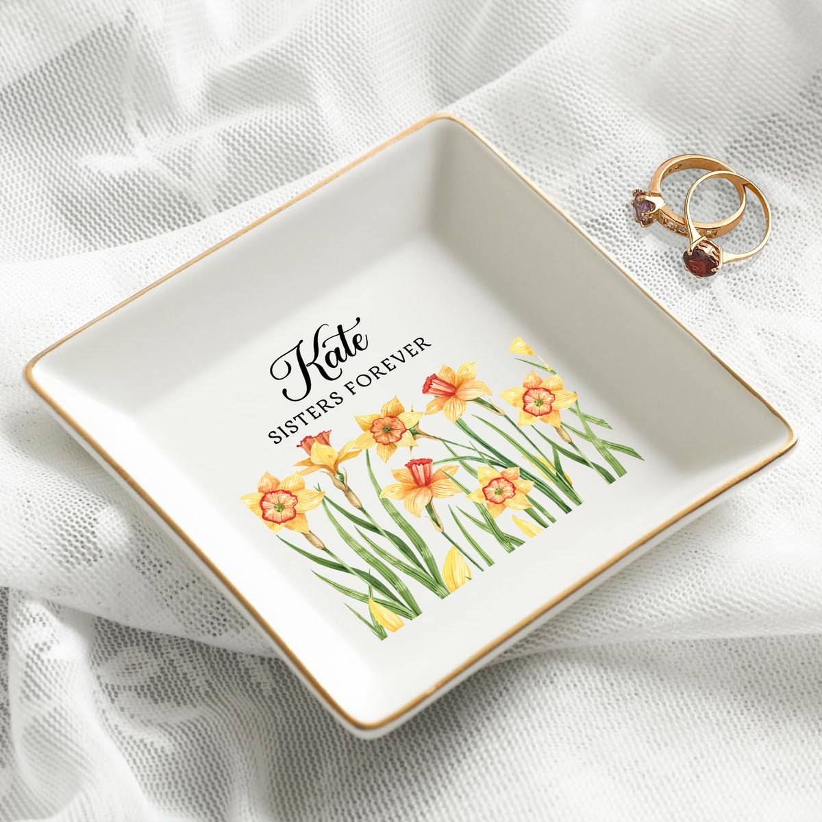 Jewelry Tray - Birthday Gift for Her, Gift for Sister Friend Bestie, Wedding Gifts -  Flowers_2