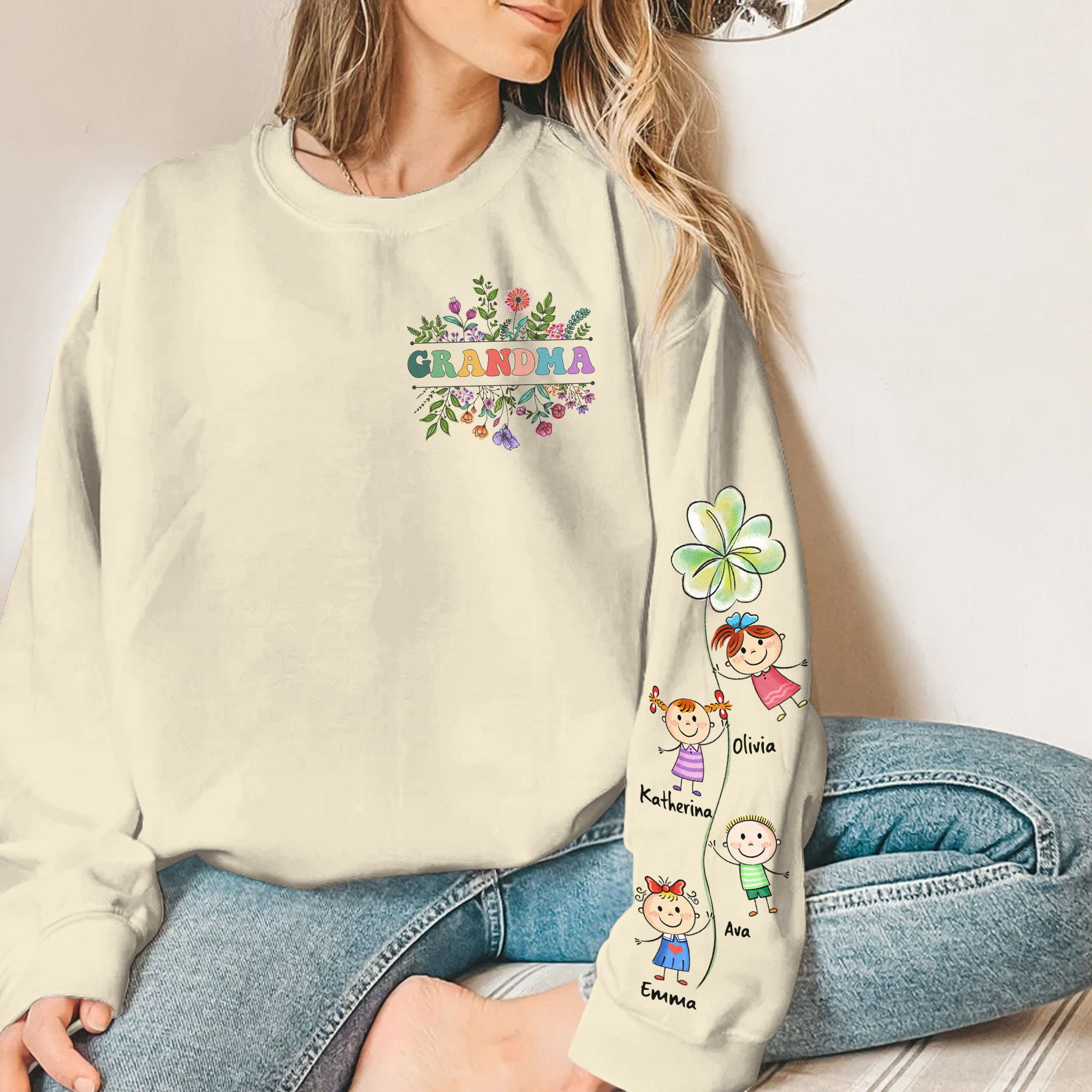 Personalized grandma sweatshirts embroidered hotsell