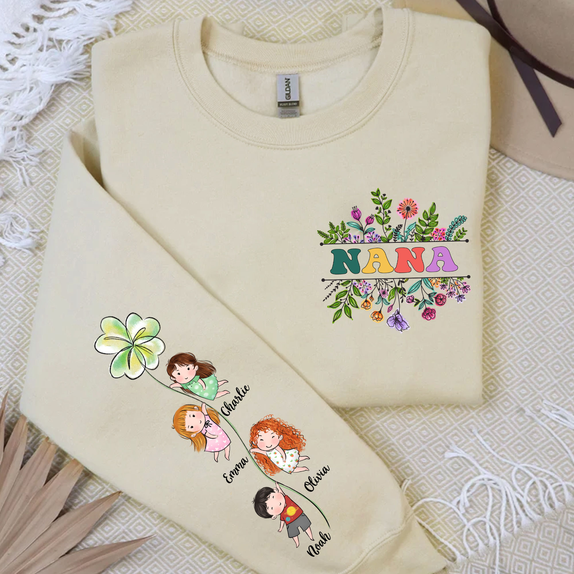 nanaママさん用となります ヤマダヤ　Vin 刺繍ニット プルオーバー　グレー Personalized Sweatshirt - Nana, Grandma- Best Gift for Mom
