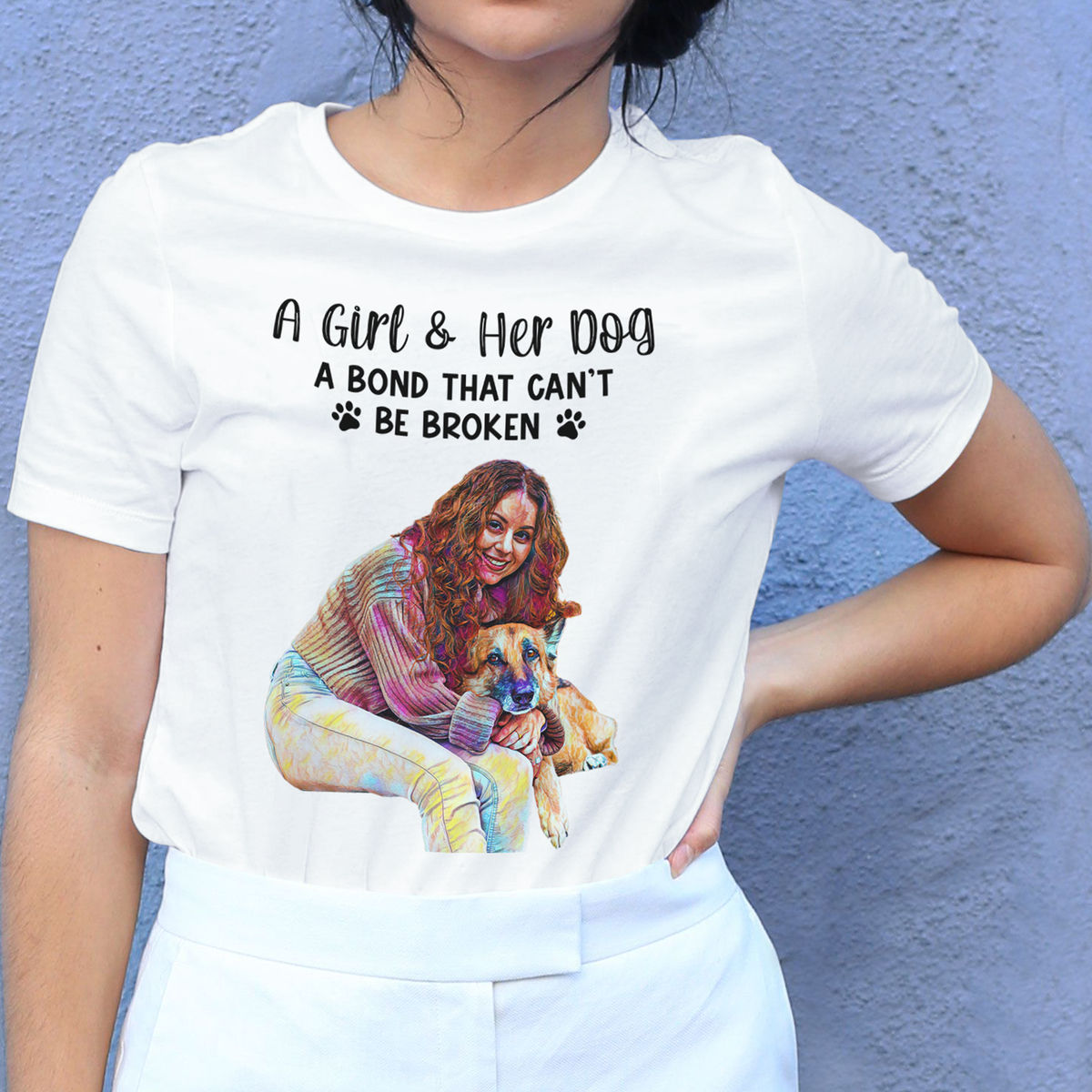 Photo T-shirt - Photo Shirt - A Girl And Her Dog A Bond That Can't Be Broken - Personalized Photo Shirt_1