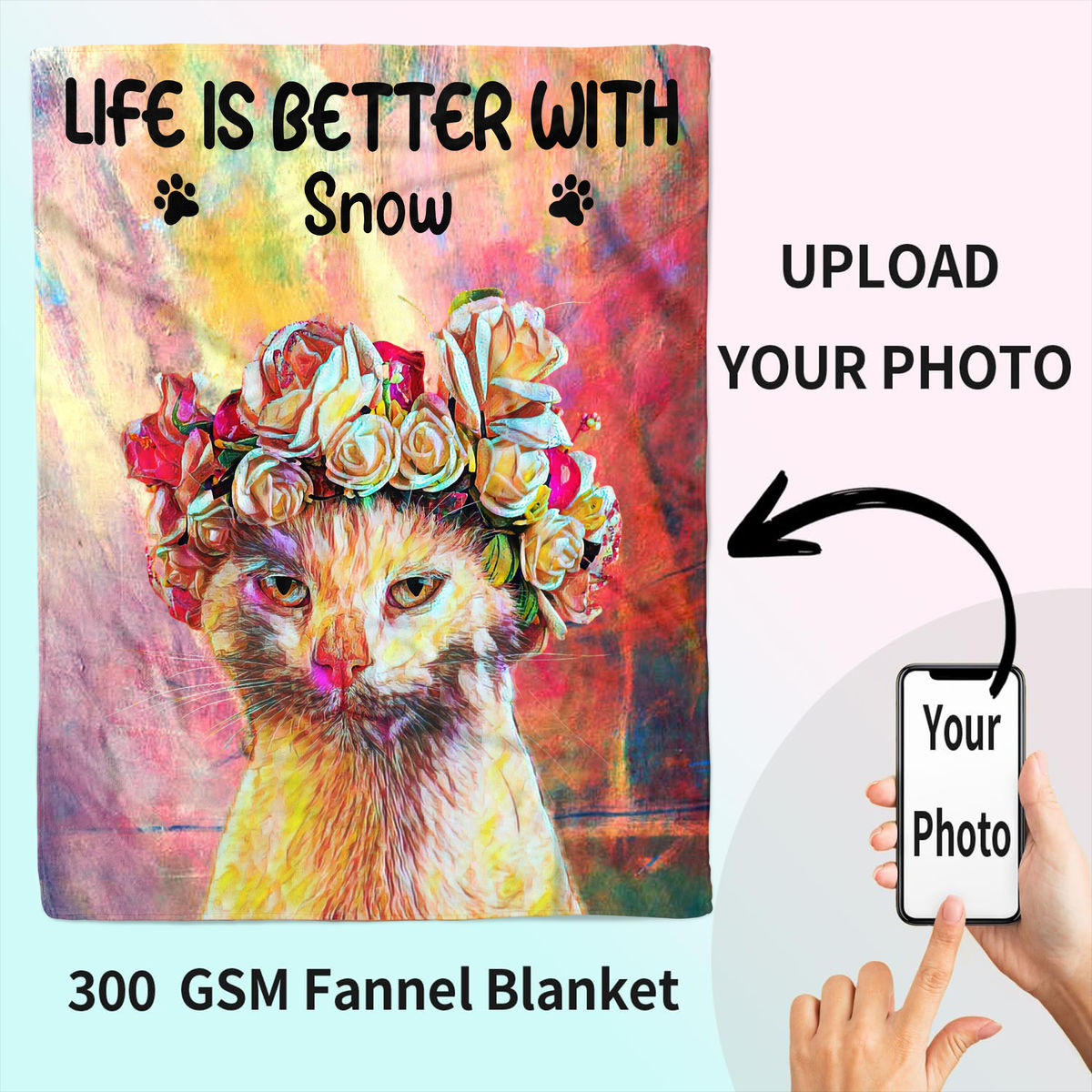 Fleece Blanket - Photo Blanket - Photo Blanket - Cat Photo Upload - Life Is Better With_2