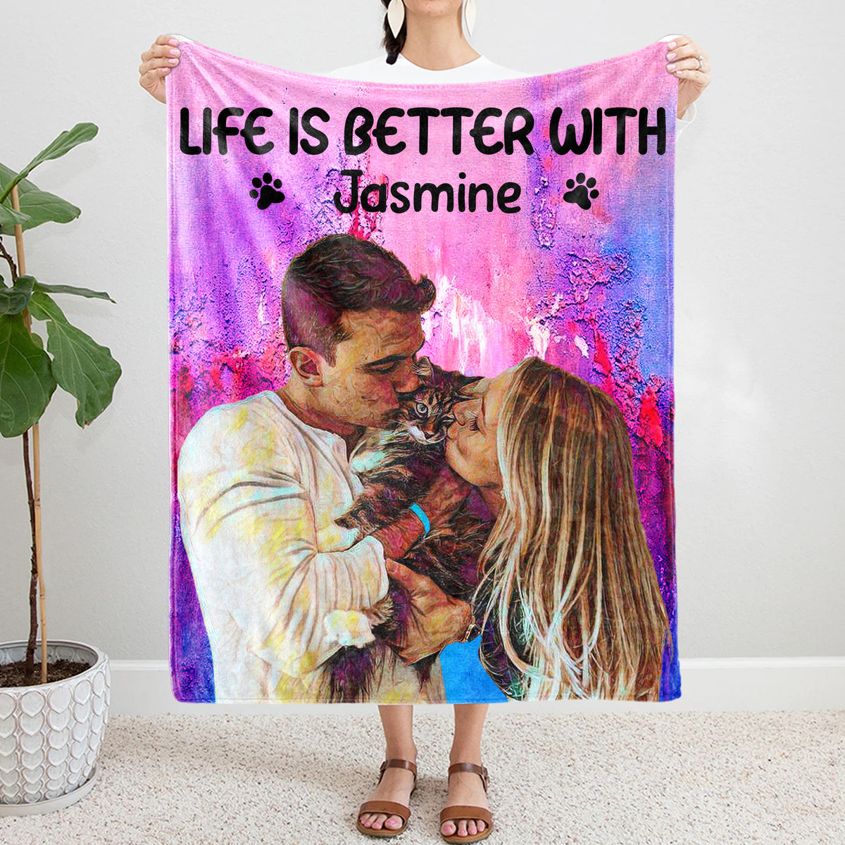 Fleece Blanket - Photo Blanket - Photo Blanket - Cat Photo Upload - Life Is Better With