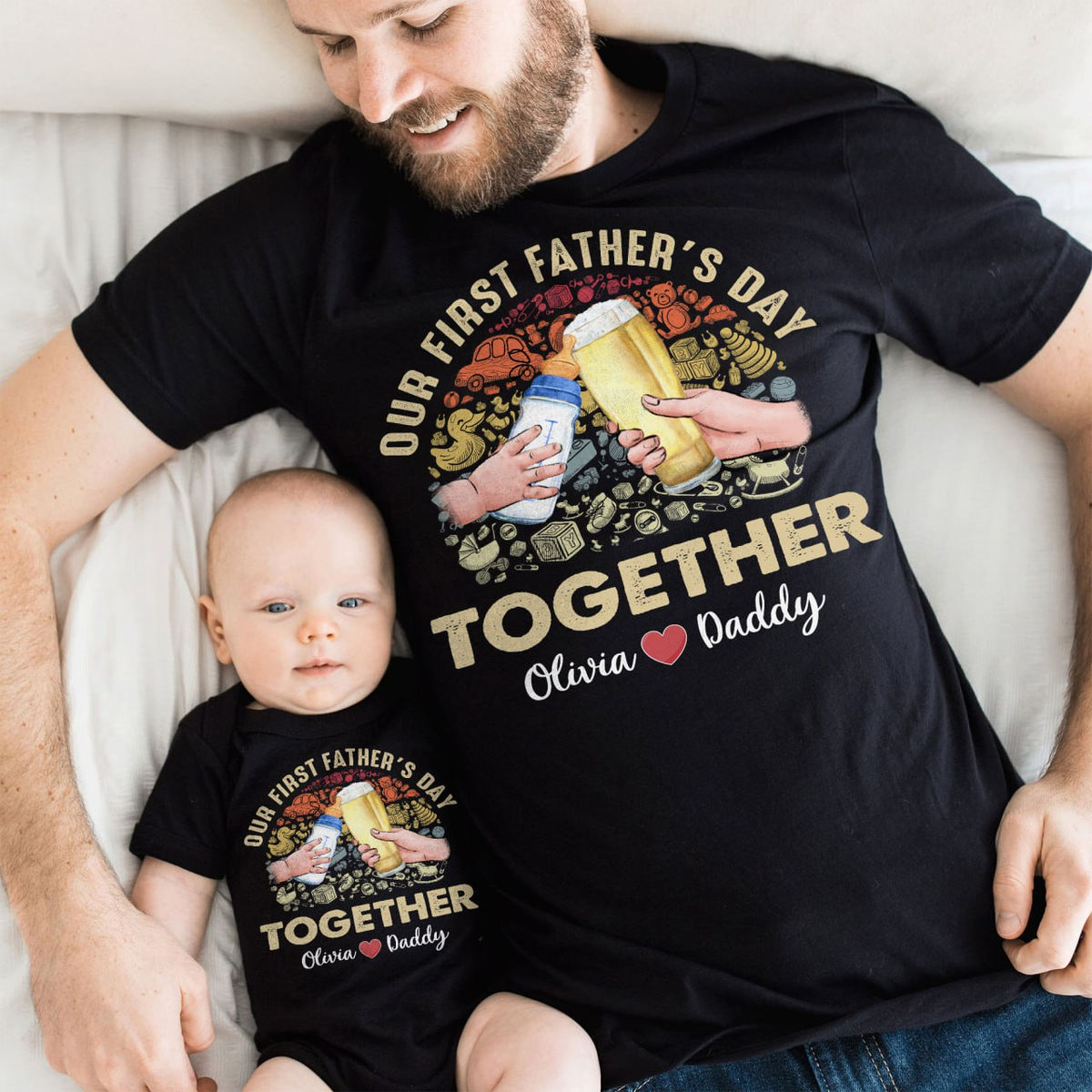 Our First Father's Day Matching Outfit (Onesie and TShirt Set)