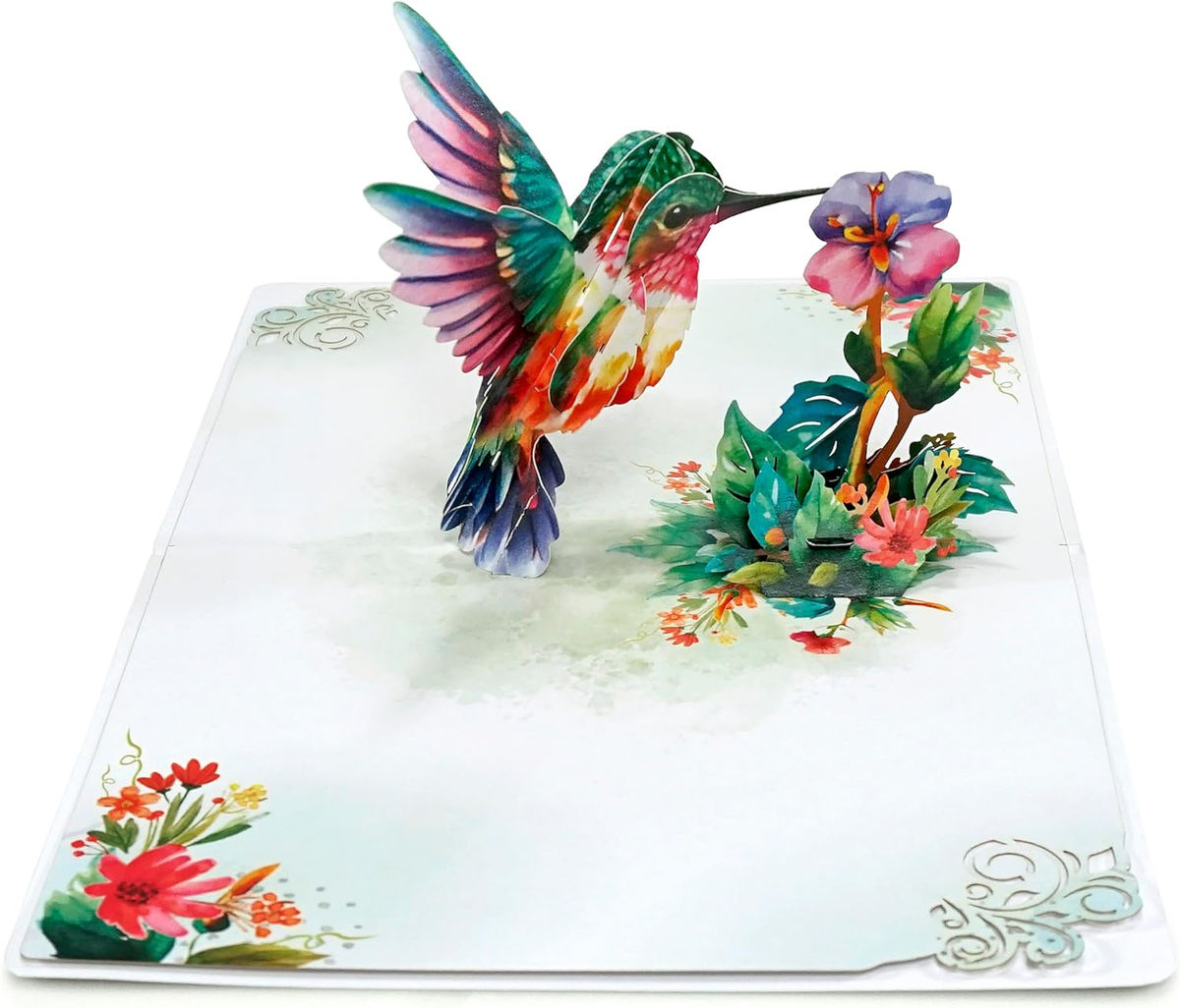 Hummingbird Birthday Card Pop Up, Mothers Day Card, 3D Popup Greeting Birthday Card for Women, Wife, Grandma (Hummingbird Purple Flower)