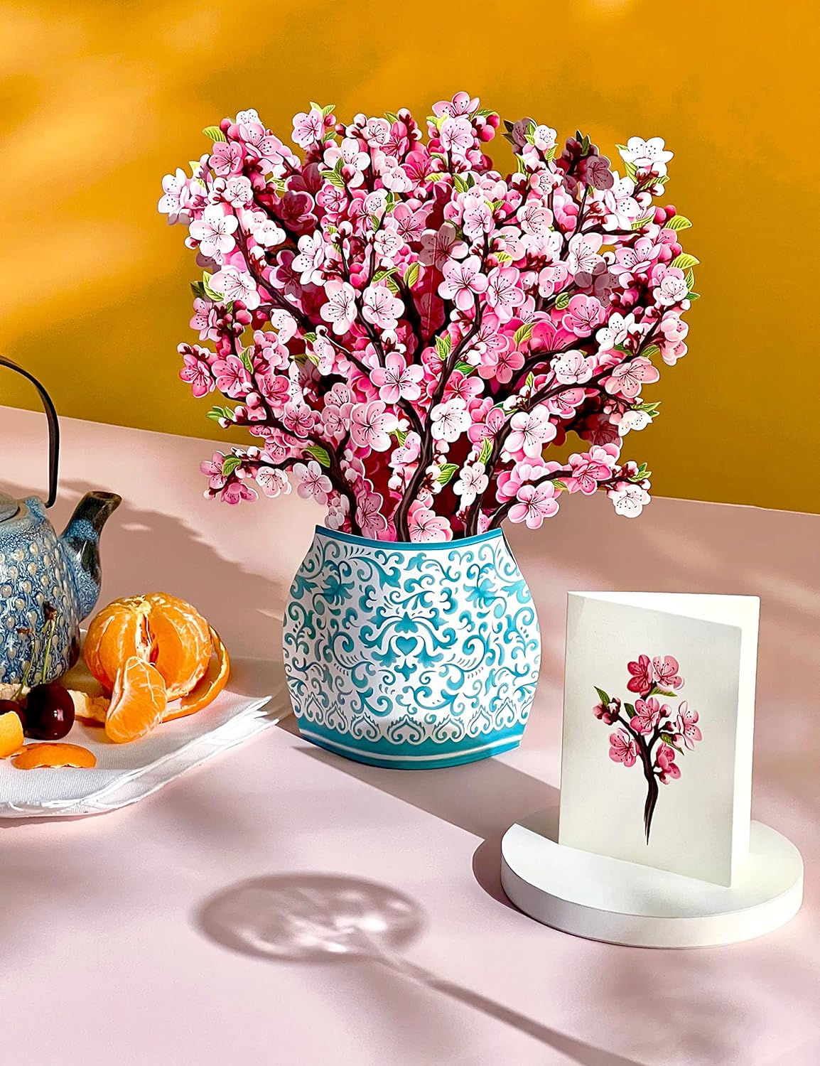 Paper Pop Up Cards, Cherry Blossoms, 12 Inch Life Sized Forever Flower Bouquet 3D Popup Greeting Cards, Mother's Day Gifts, Birthday Gift Cards, Gifts for Her with Note Card & Envelope