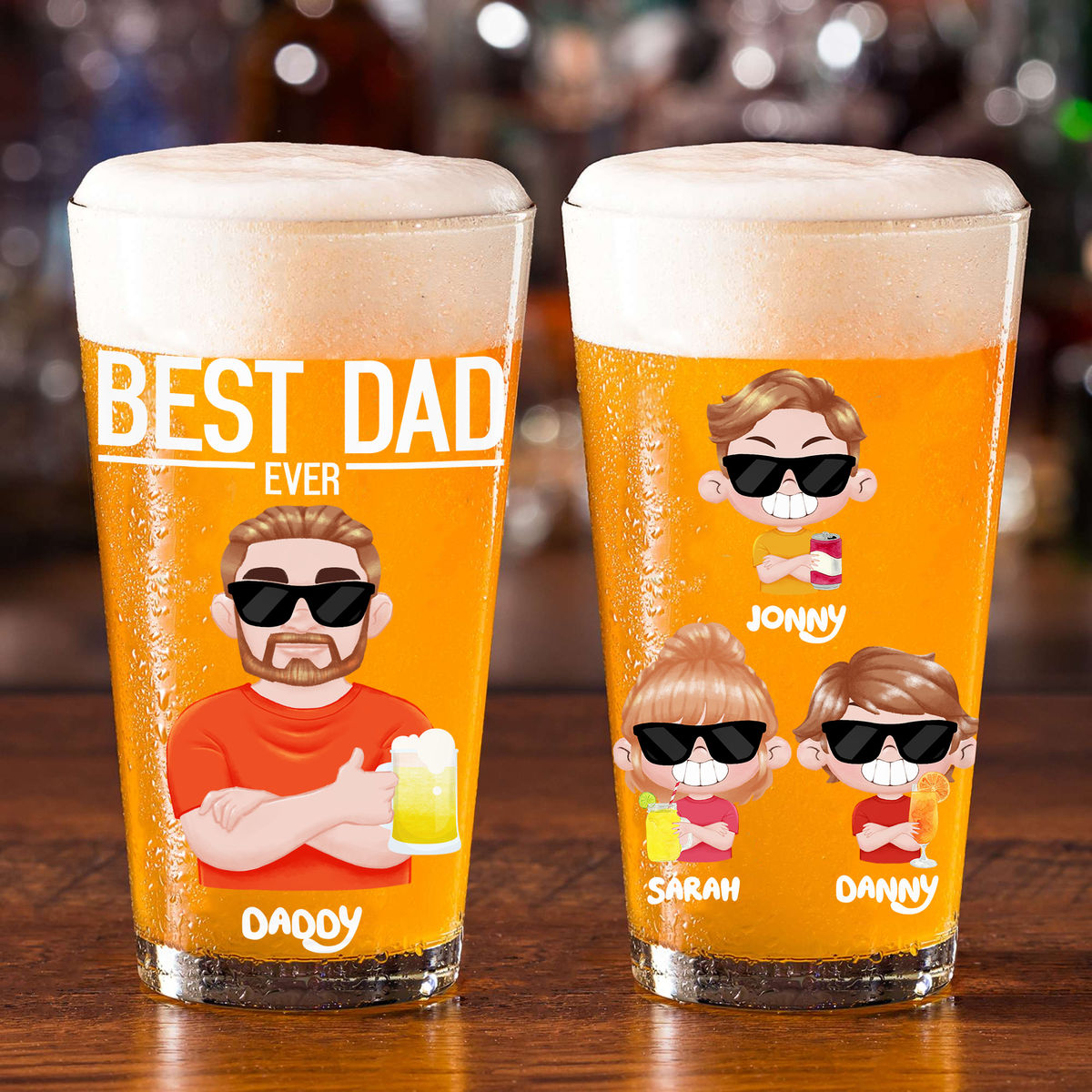 Personalized Beer Glass - Best Dad Ever - Best Father's Day Gift 2024 - Personalized Beer Glass_1