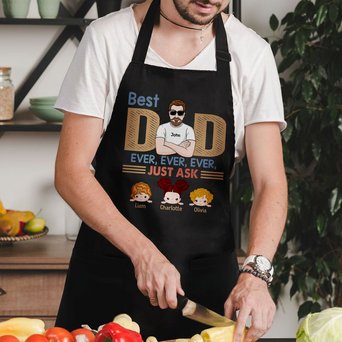 Father's Day Gifts - Aprons - Best Dad Ever - Gift For Dad - Gifts For Birthday, Father's Day - Personalized Apron