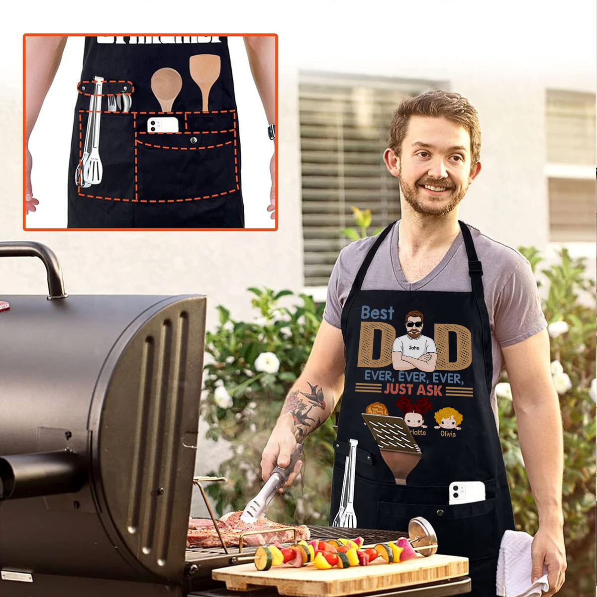 Father's Day Gifts - Aprons - Best Dad Ever - Gift For Dad - Gifts For Birthday, Father's Day - Personalized Apron_2