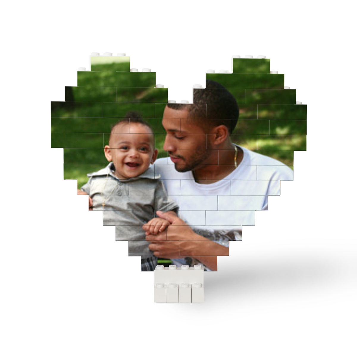 Photo Gift - Gifts For Father, Dad, Grandpa, Father's Day Gift - Personalized Photo Heart Shape Block Puzzles_5