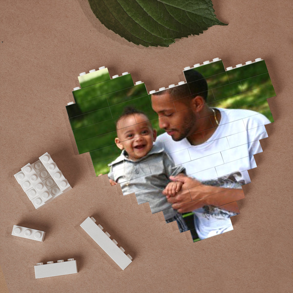 Photo Gift - Gifts For Father, Dad, Grandpa, Father's Day Gift - Personalized Photo Heart Shape Block Puzzles_3