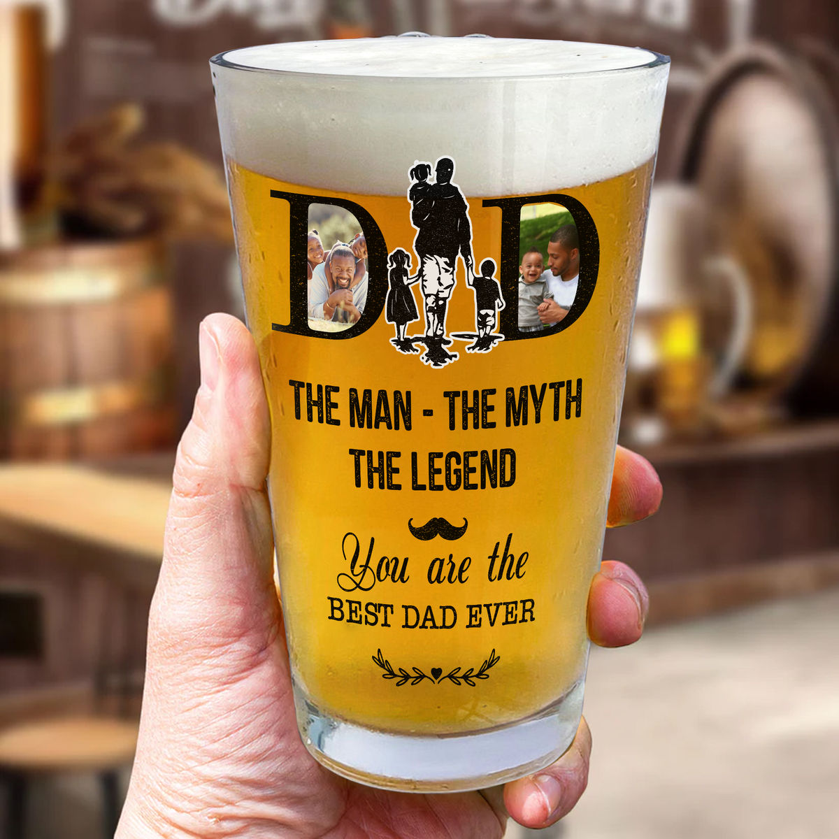 Beer Glass - Dad The Man The Myth The Legend. You're The Best Dad Ever  - Father's Day Gift, Gift For Dad, Grandpa - Personalized Photo Beer Glass