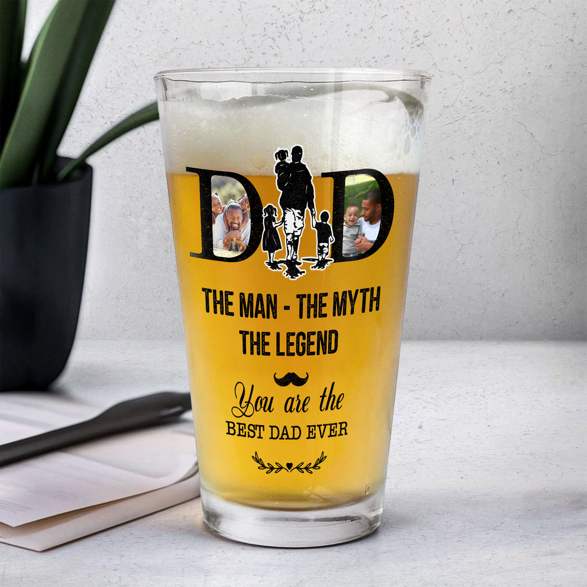 Beer Glass - Dad The Man The Myth The Legend. You're The Best Dad Ever  - Father's Day Gift, Gift For Dad, Grandpa - Personalized Photo Beer Glass_2