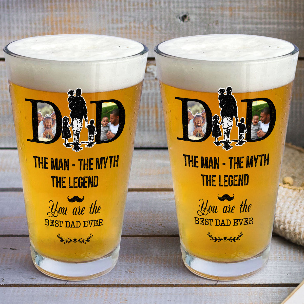 Beer Glass - Dad The Man The Myth The Legend. You're The Best Dad Ever  - Father's Day Gift, Gift For Dad, Grandpa - Personalized Photo Beer Glass_3