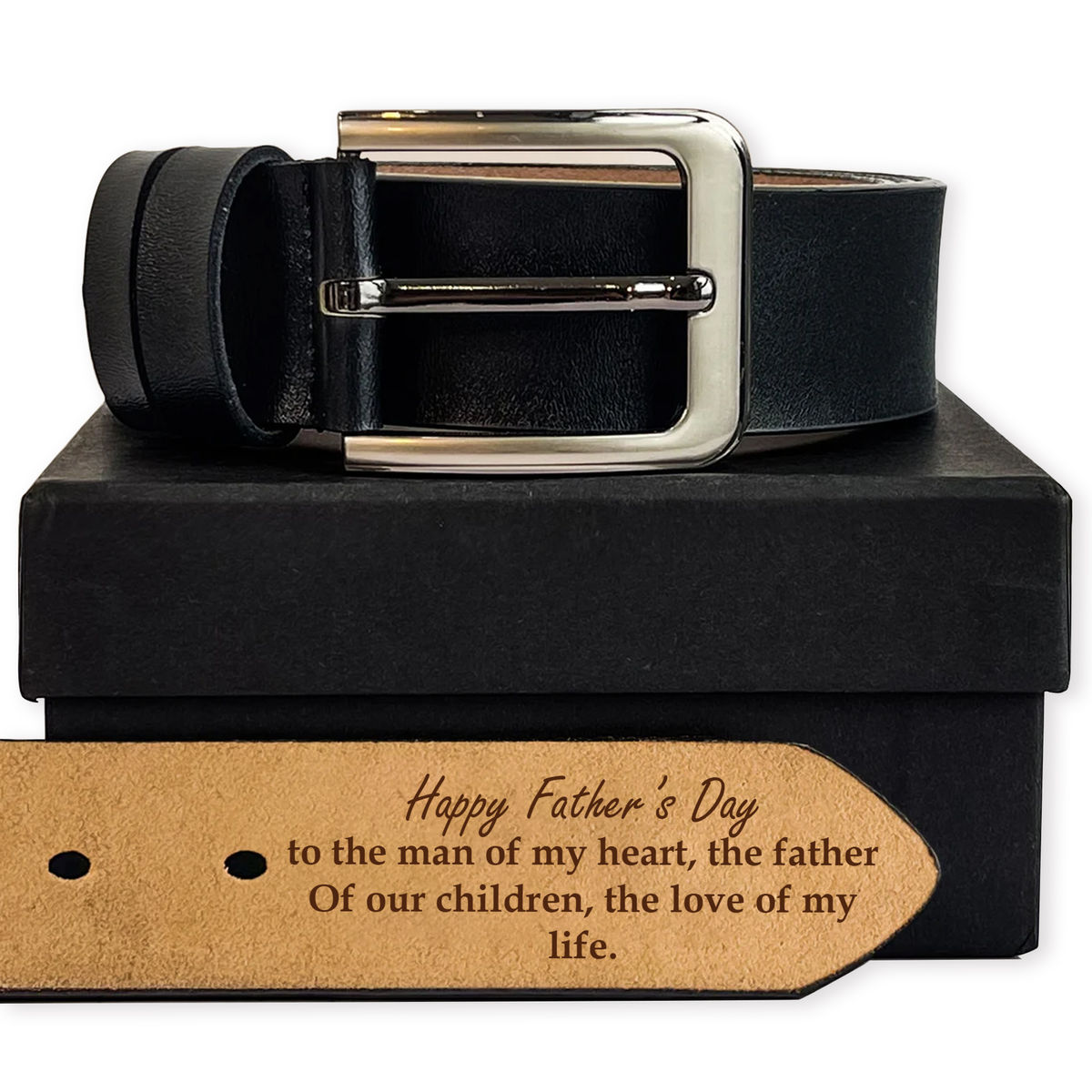 Father's Day Gifts - Happy Father’s Day to the man of my heart, the father Of our children, the love of my life.- Gift For Man, Dad, Husband, BoyFriend...- Gift For Father's Day, Birthday, Anniversary... - Personalized Men Leather Belt_4