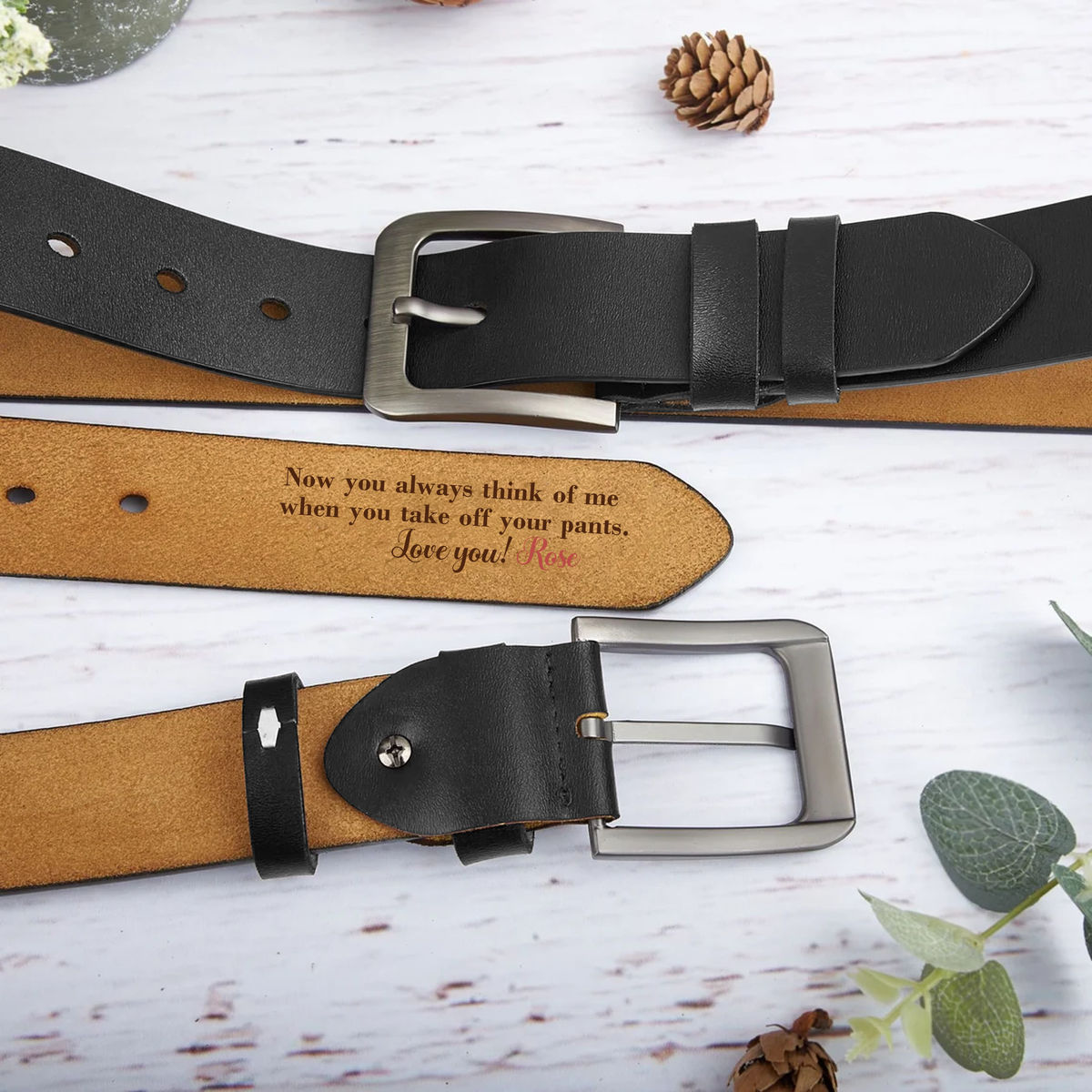 Father's Day Gifts - Now you always think of me  when you take off your pants. Love you!.- Custom Name - Gift For Man, Dad, Husband, BoyFriend...- Gift For Father's Day, Birthday, Anniversary... - Personalized Men Leather Belt_3