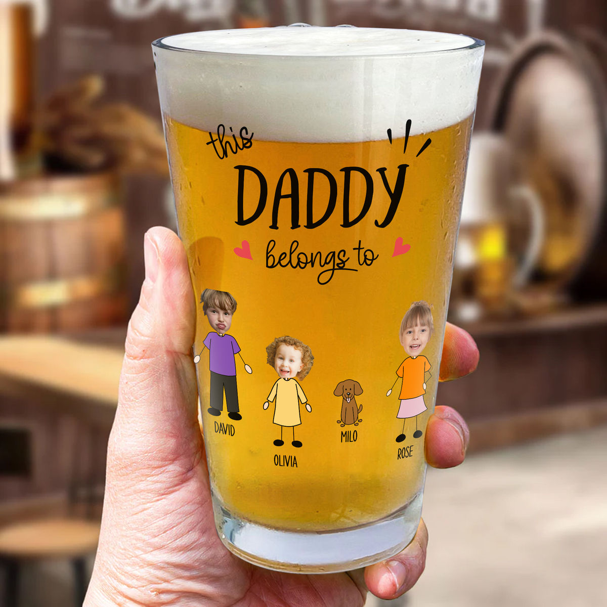 Photo Beer Glass - This Daddy Belong To -  Father's Day Gift, Gift For Dad, Grandpa - Personalized Photo Beer Glass_3