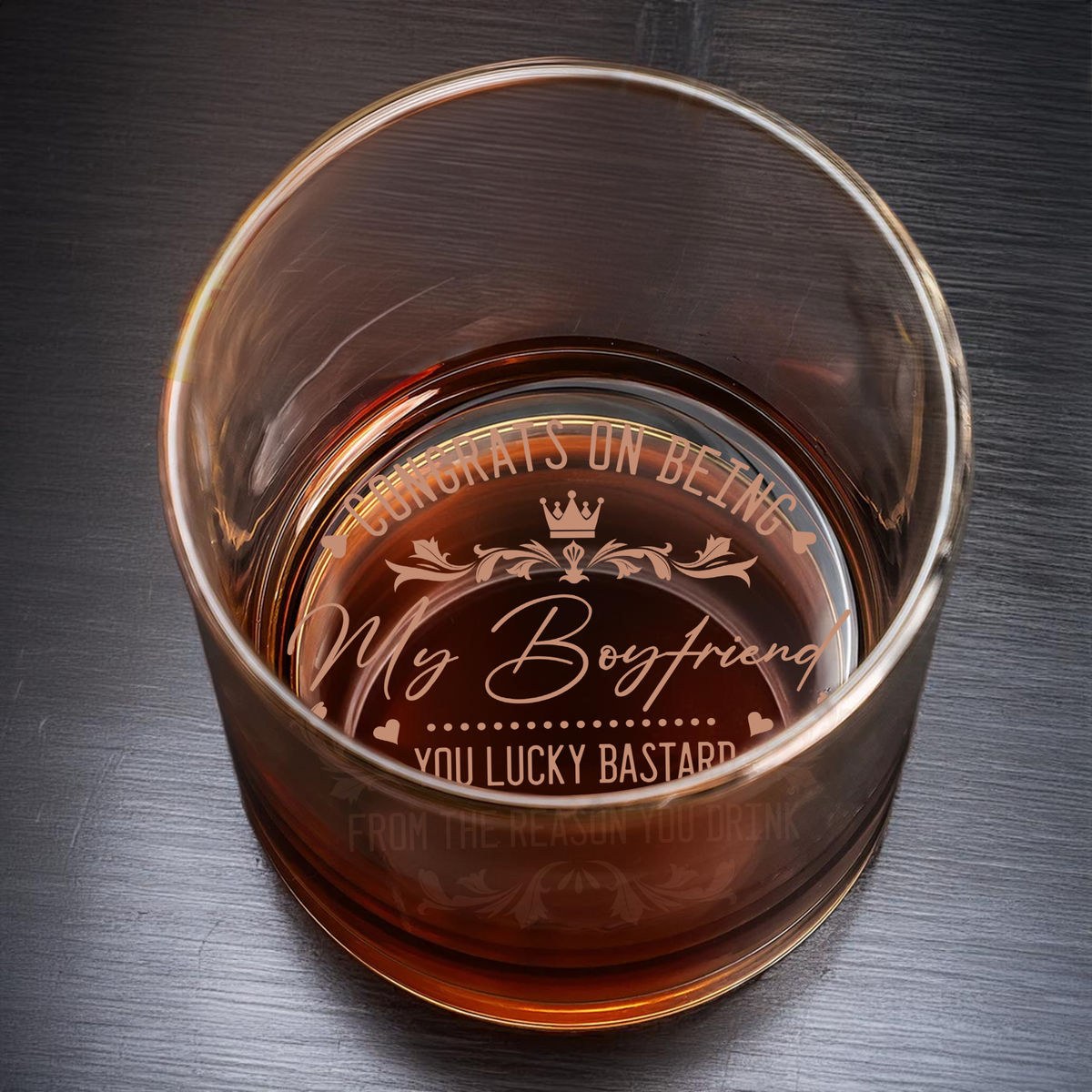 Couple Gifts - Congrats on being my Boyfriend. You lucky bastard from the reason you  drink. - Gifts For Dad, Husband, Boyfriend... - Gifts For Father's Day, Birthday, Anniversary - Personalize Whiskey Glass_4