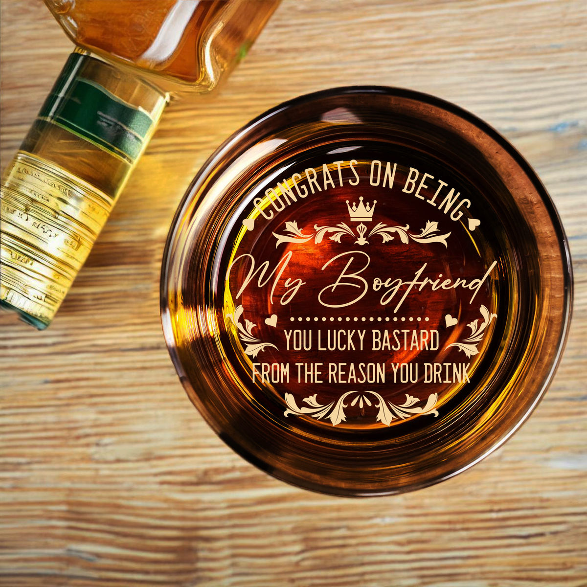 Couple Gifts - Congrats on being my Boyfriend. You lucky bastard from the reason you  drink. - Gifts For Dad, Husband, Boyfriend... - Gifts For Father's Day, Birthday, Anniversary - Personalize Whiskey Glass_1