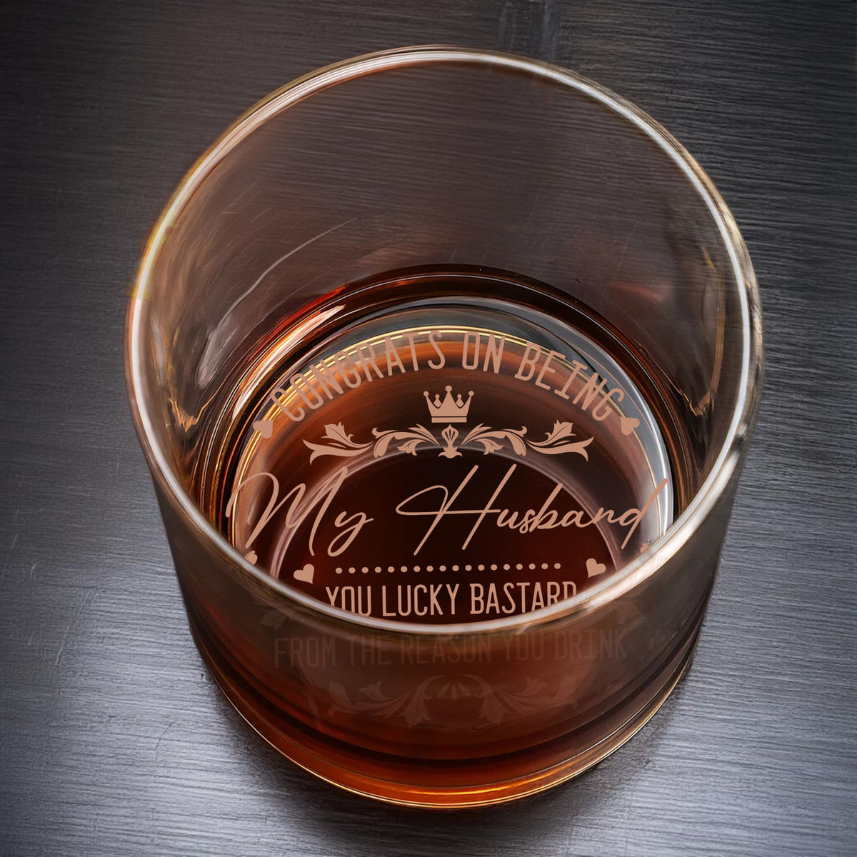 Couple Gifts - Congrats on being my Husband. You lucky bastard from the reason you  Drink. - Gifts For Dad, Husband, Boyfriend... - Gifts For Father's Day, Birthday, Anniversary - Personalize Whiskey Glass_5