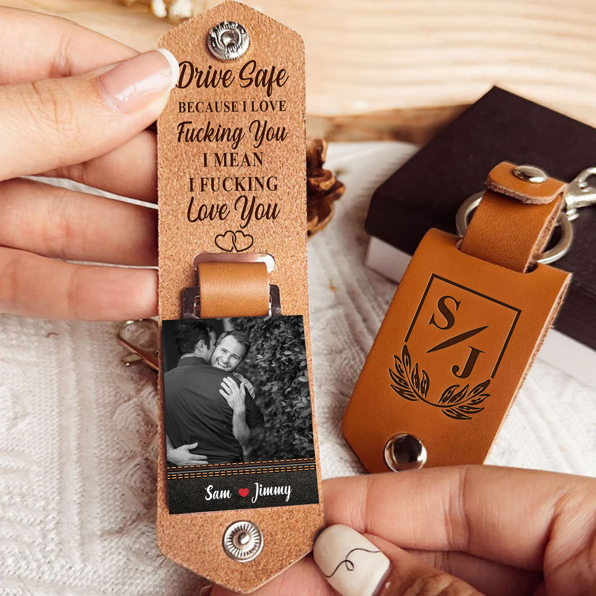 Gift For Couples - Drive Safe Handsome - Photo Gift For Him, Men, LGBT Couples, Pride Month Gift - Personalized Photo Keychain_4