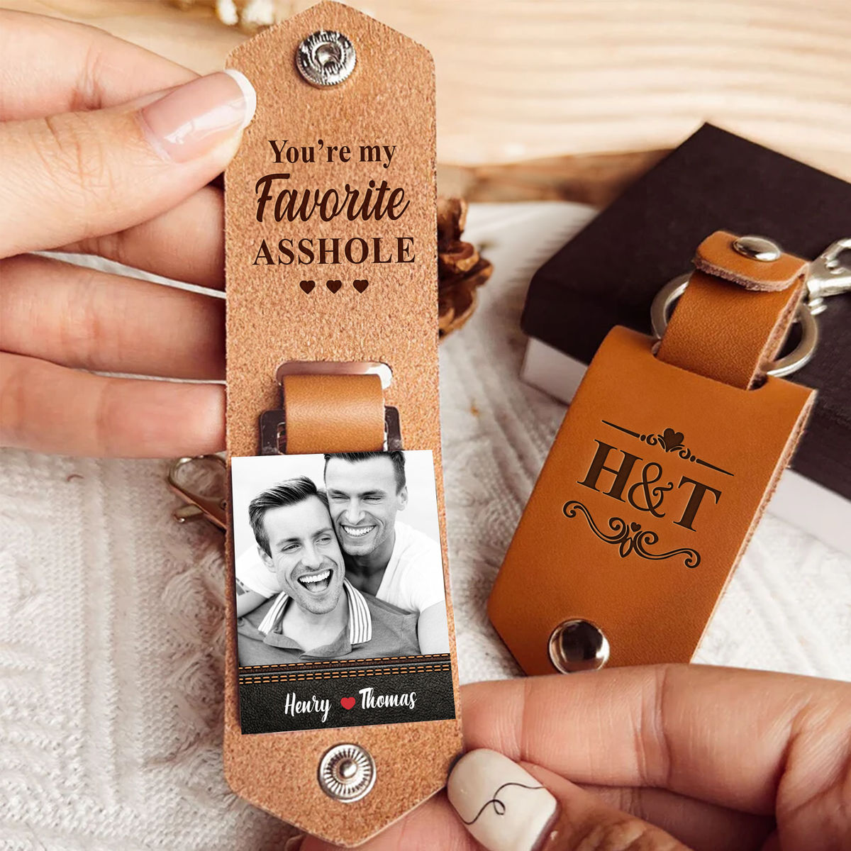 Gift For Couples - Drive Safe Handsome - Photo Gift For Him, Men, LGBT Couples, Pride Month Gift - Personalized Photo Keychain_2